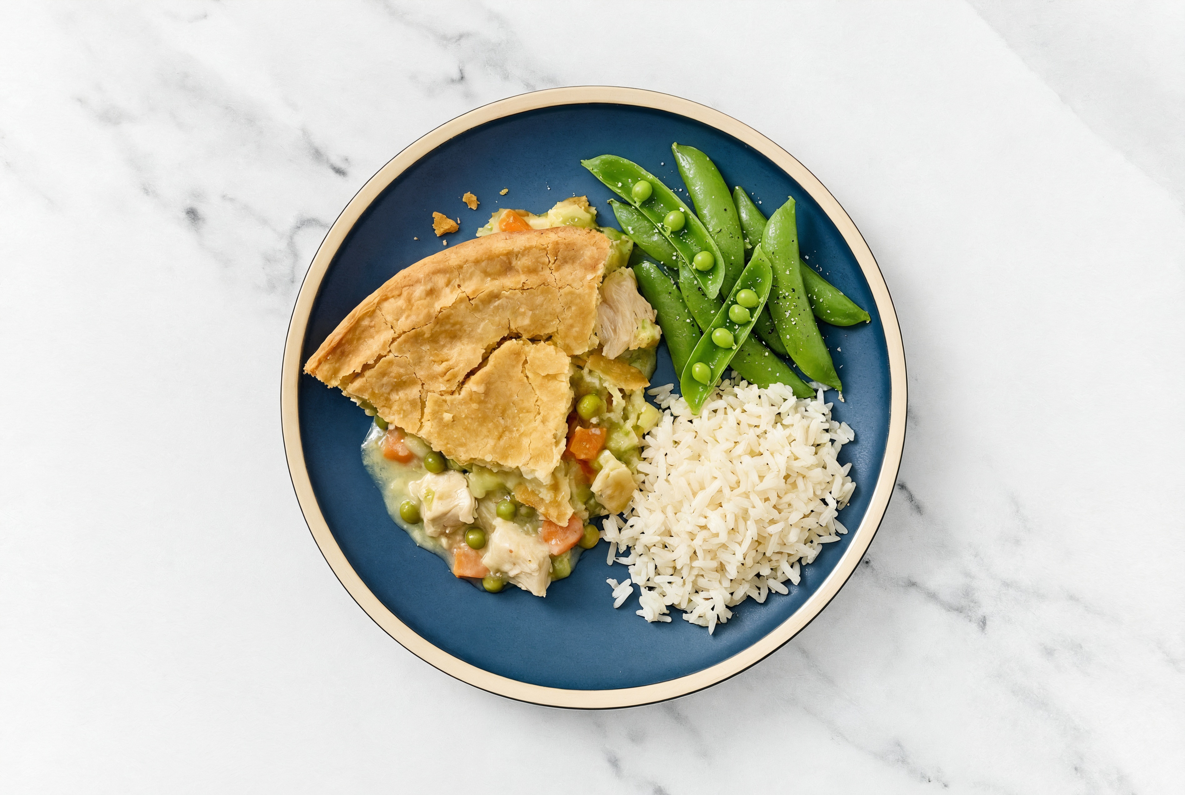 Chicken Pot Pie with Snap Peas & White Rice