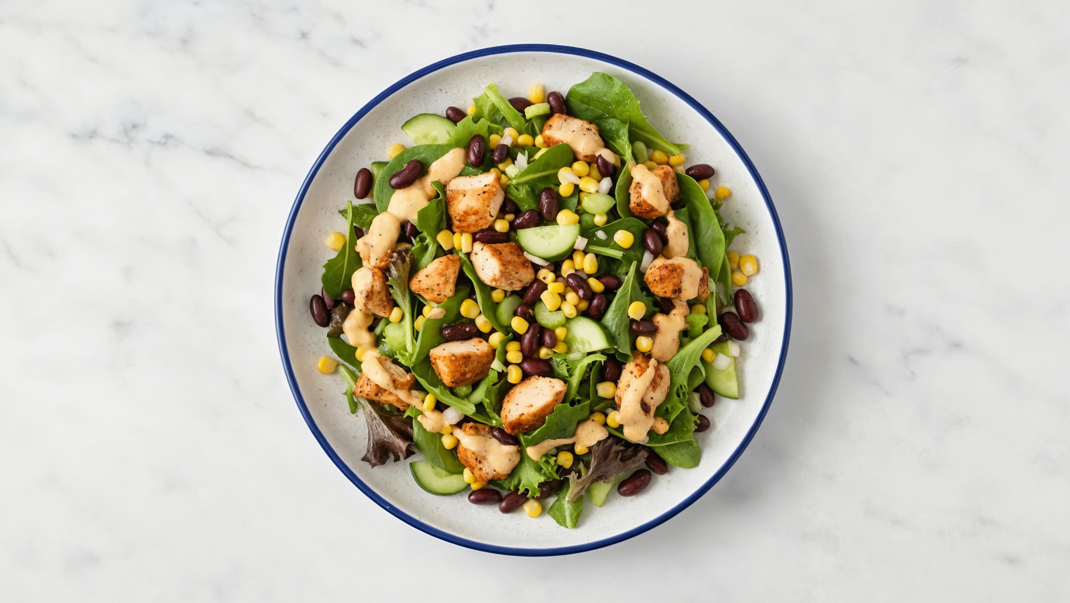 Buffalo Ranch Spring Mix Salad with Garlic Turkey & Black Beans
