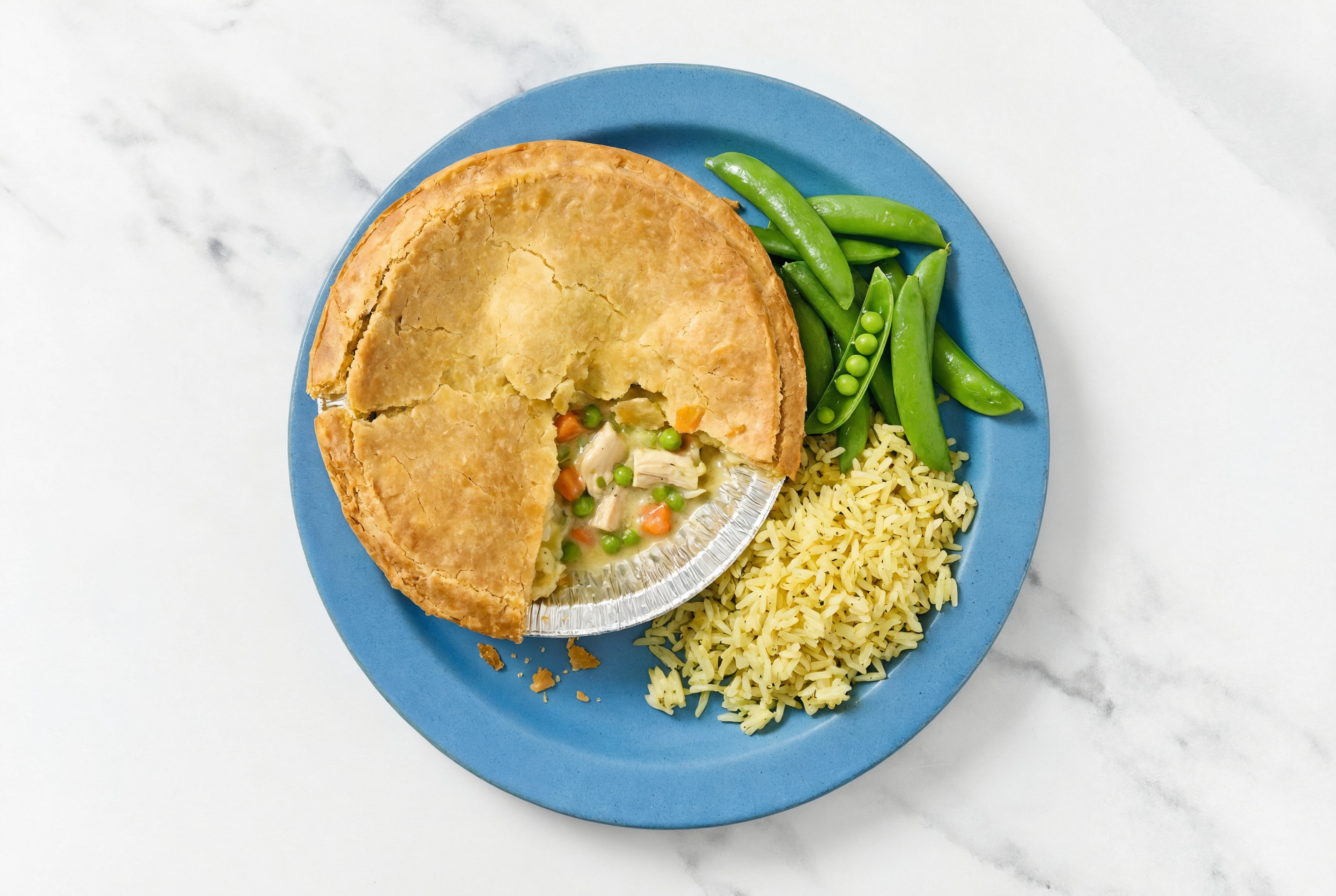 Chicken Pot Pie with Snap Peas & Jasmine Rice
