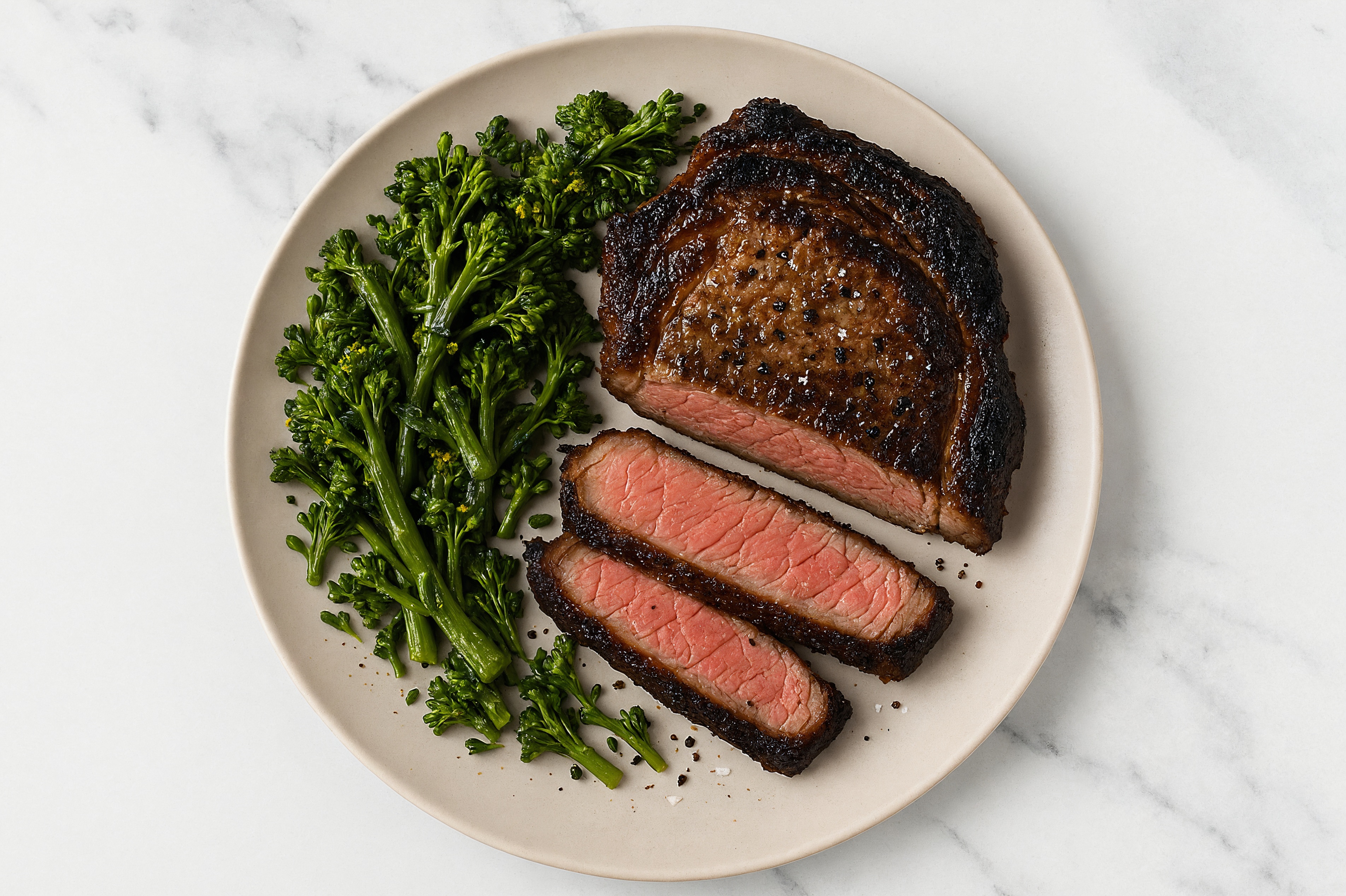 Seared Wagyu Ribeye Steak + Baby Broccoli