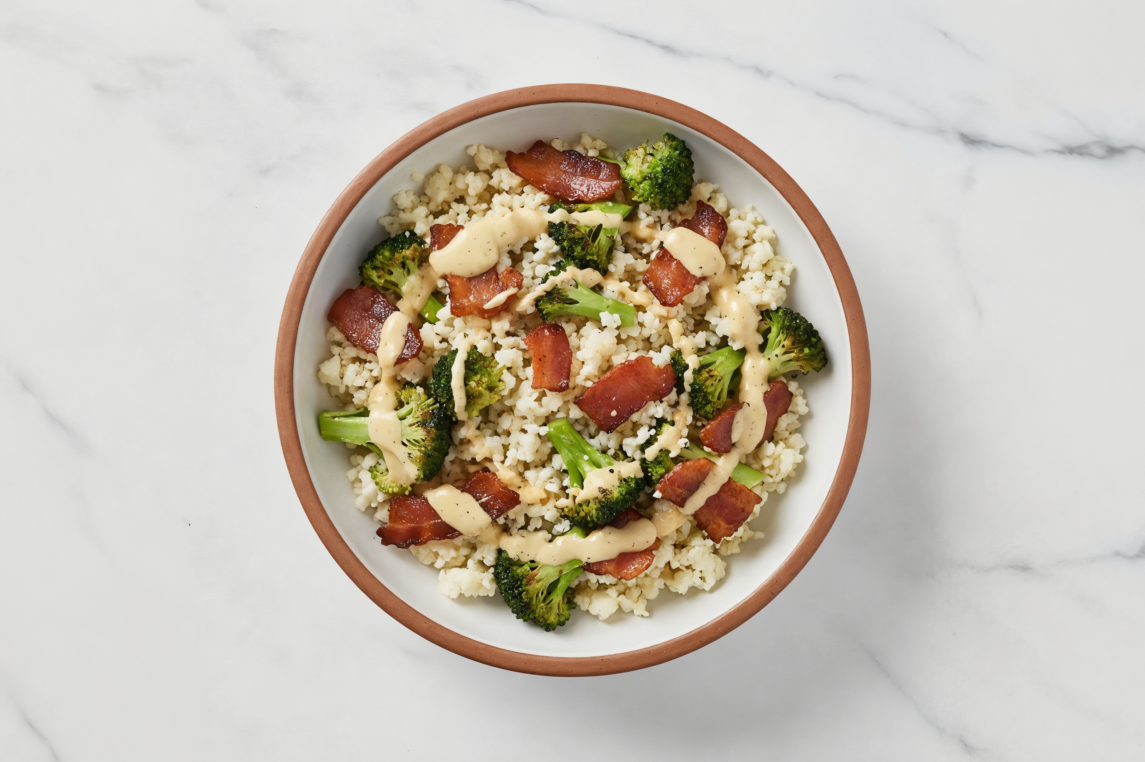 Caesar Turkey Bacon Bowl with Broccoli Florets
