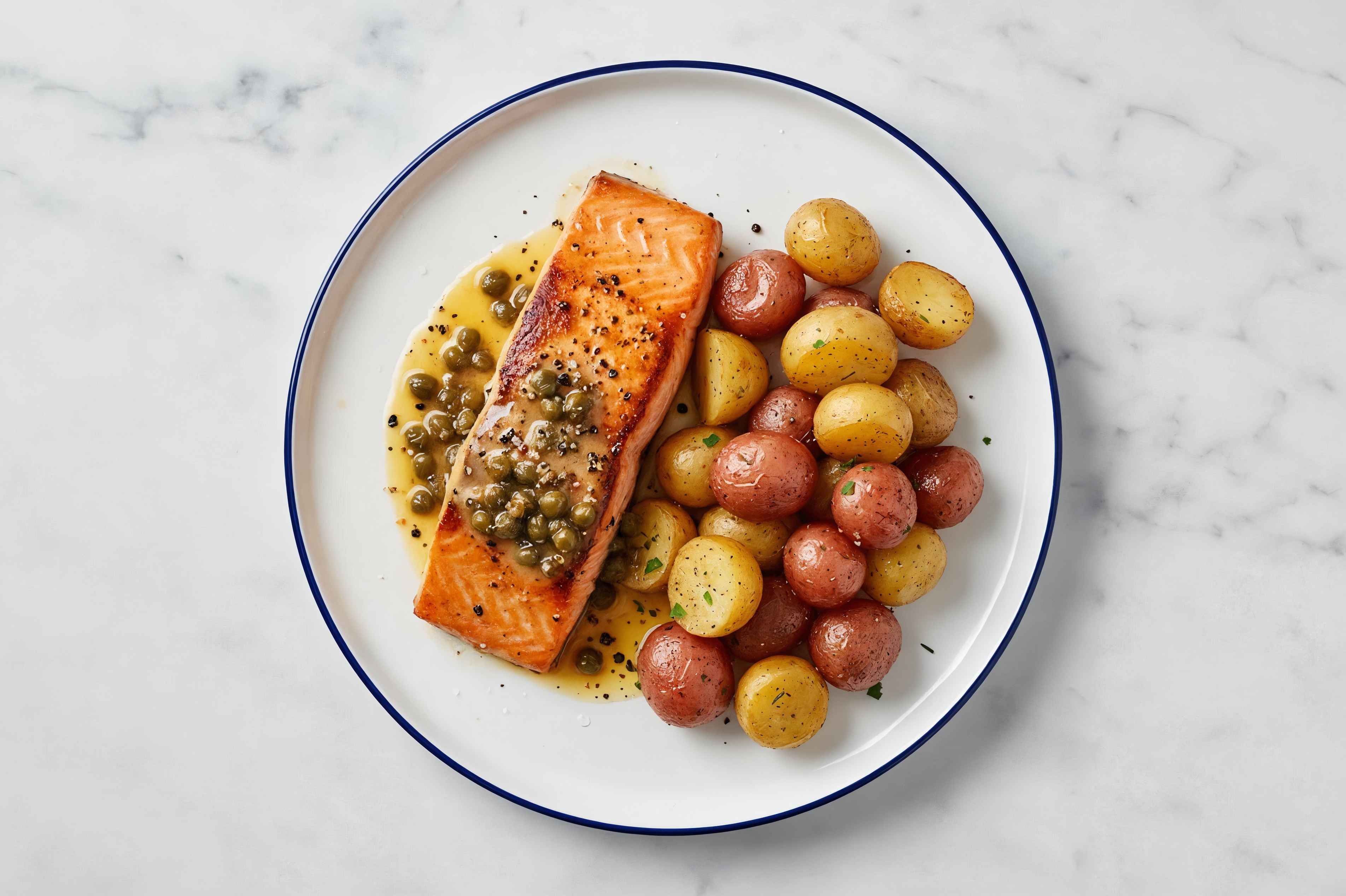 Atlantic Salmon Lemon Slow Churned & Peppercorn Pasture Butter Piccata