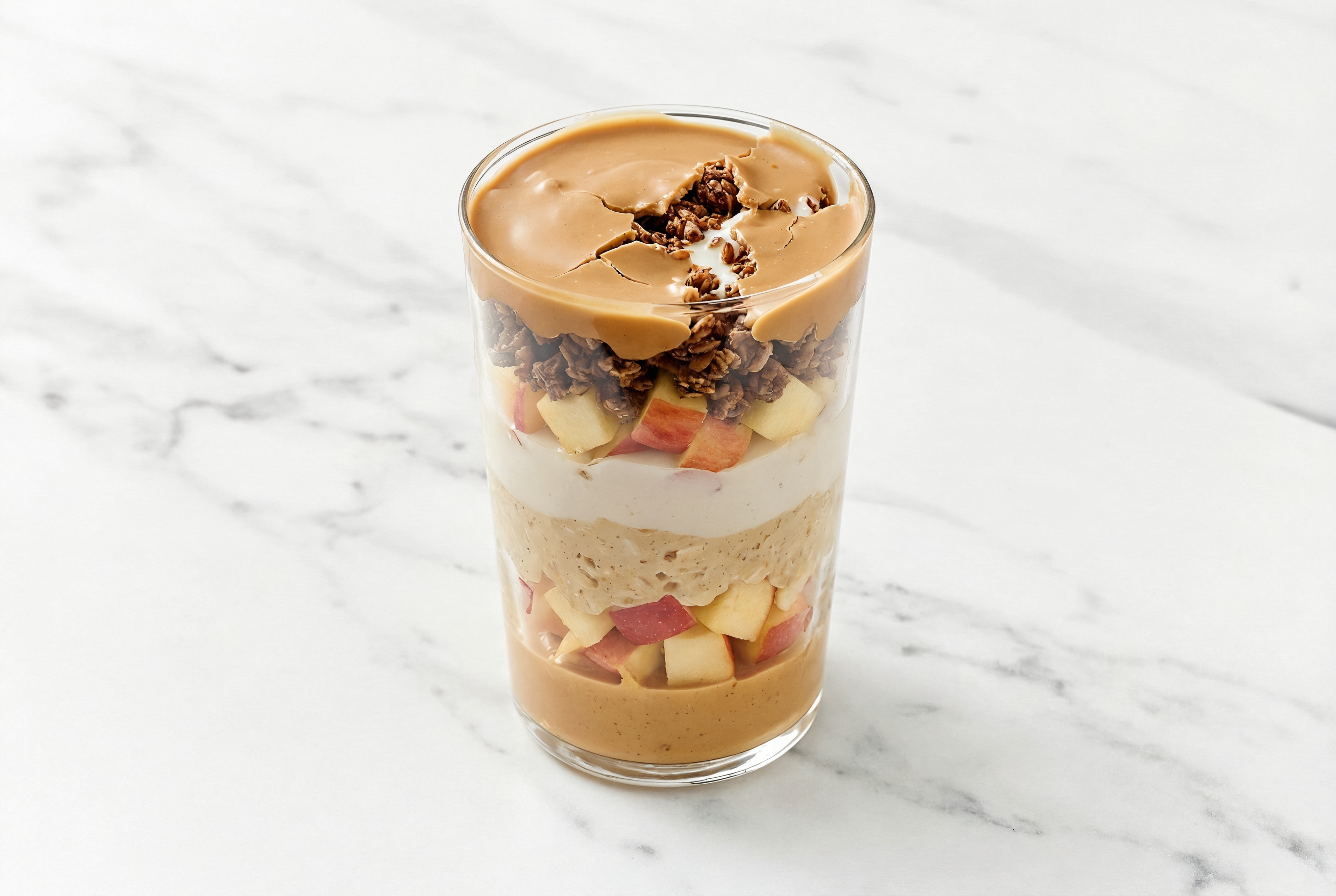 Apple Peanut Butter Magic Shell Yogurt Parfait