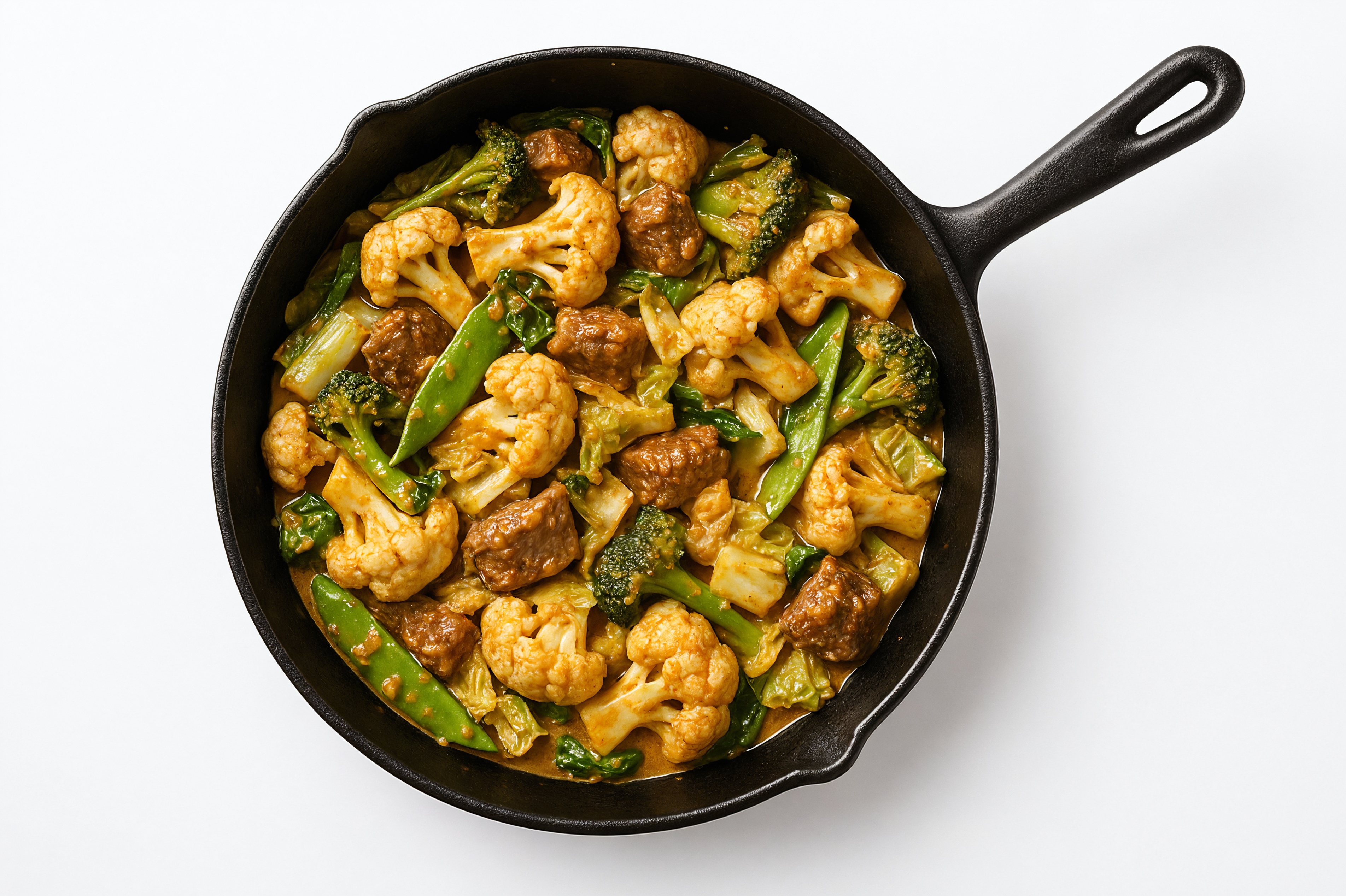 Thai Peanut Bison Stir-Fry with Cauliflower & Bok Choy