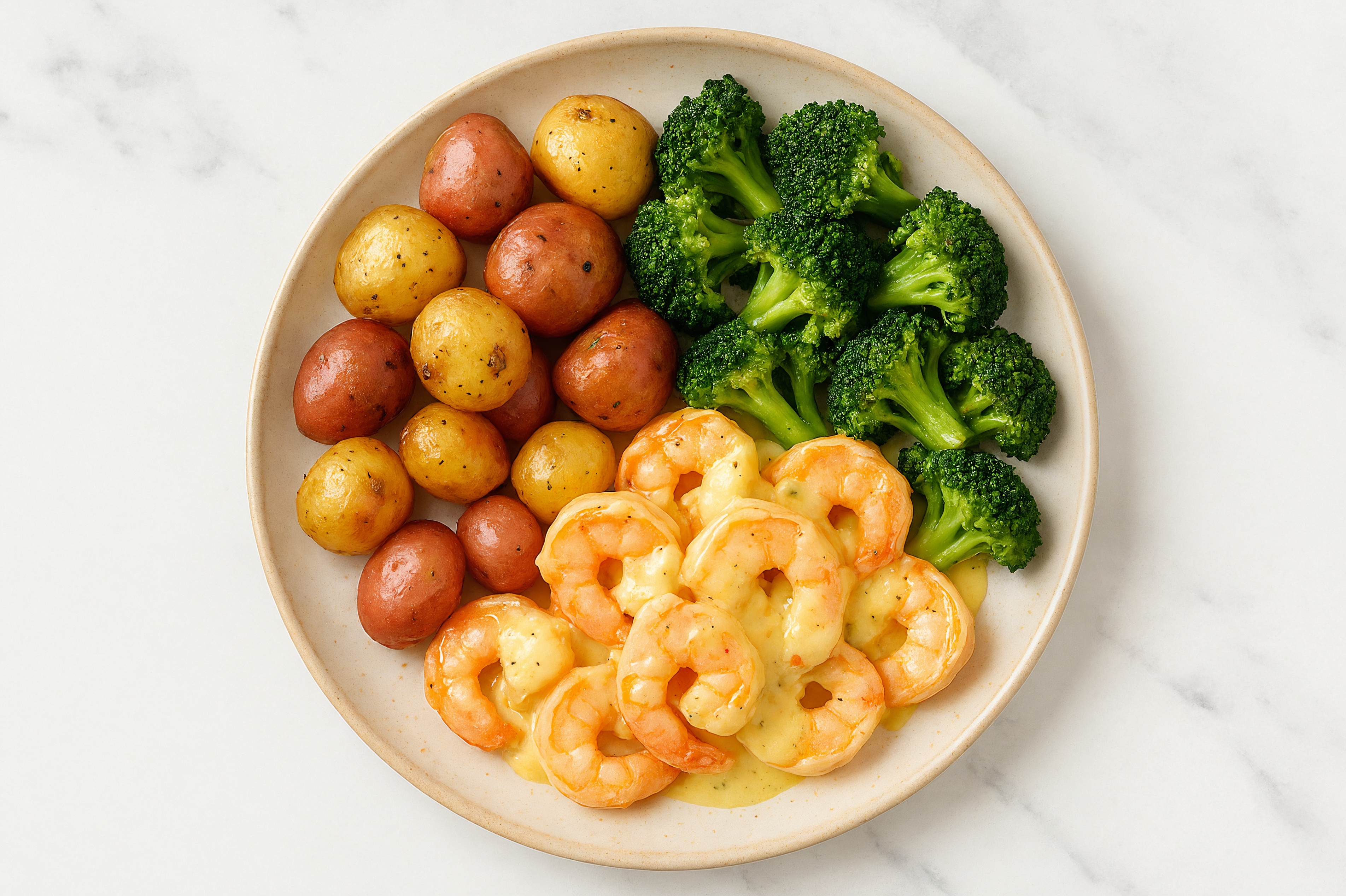 Honey Mustard Shrimp + Broccoli Potato Bowl