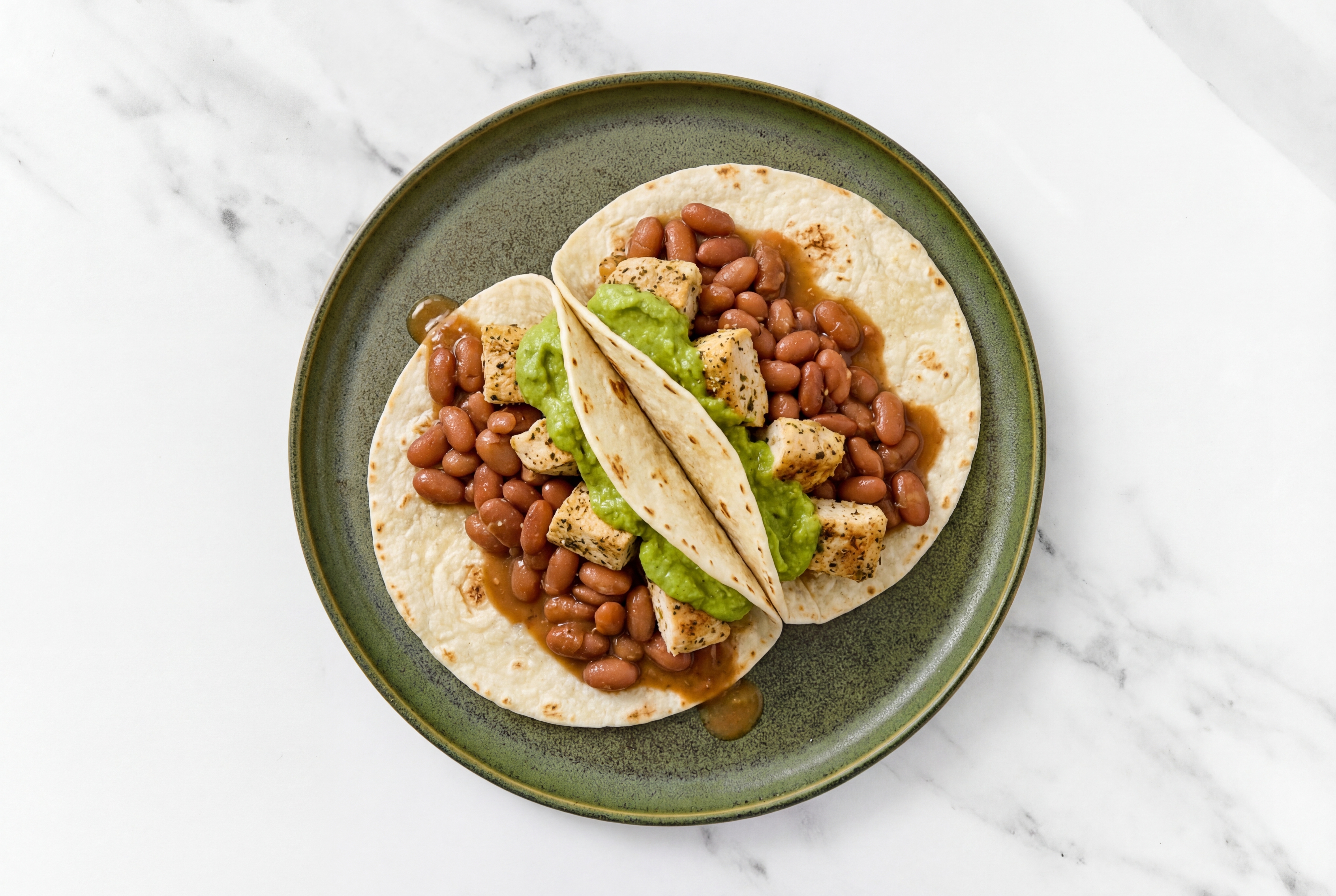  Garlic Chicken Tacos with Avocado & Pinto Beans