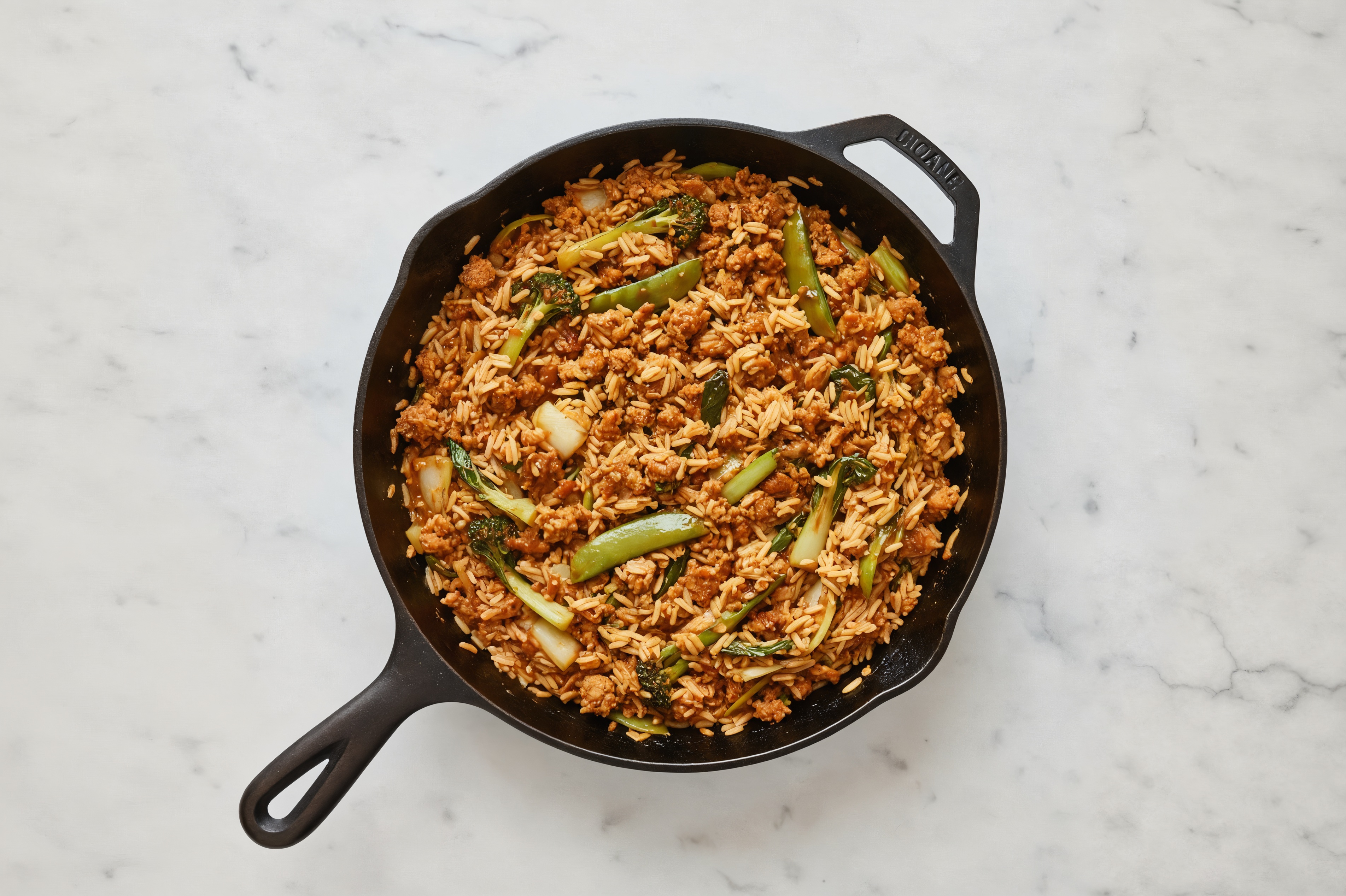 Sesame Ginger Bok Choy + Ground Turkey Stir-Fry with Long Grain White Rice
