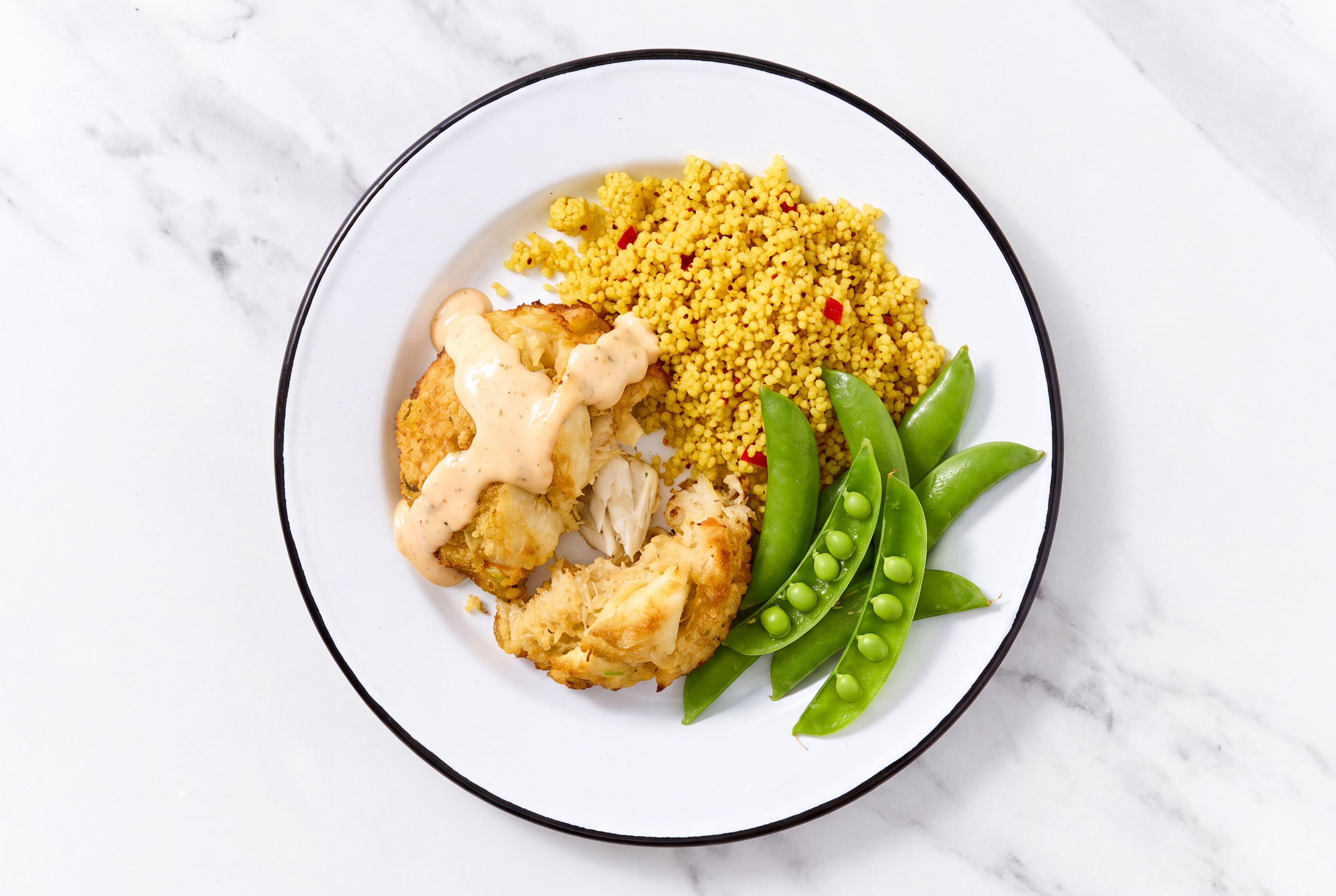 Jumbo Lump Crab Cakes + Moroccan Couscous Bowl