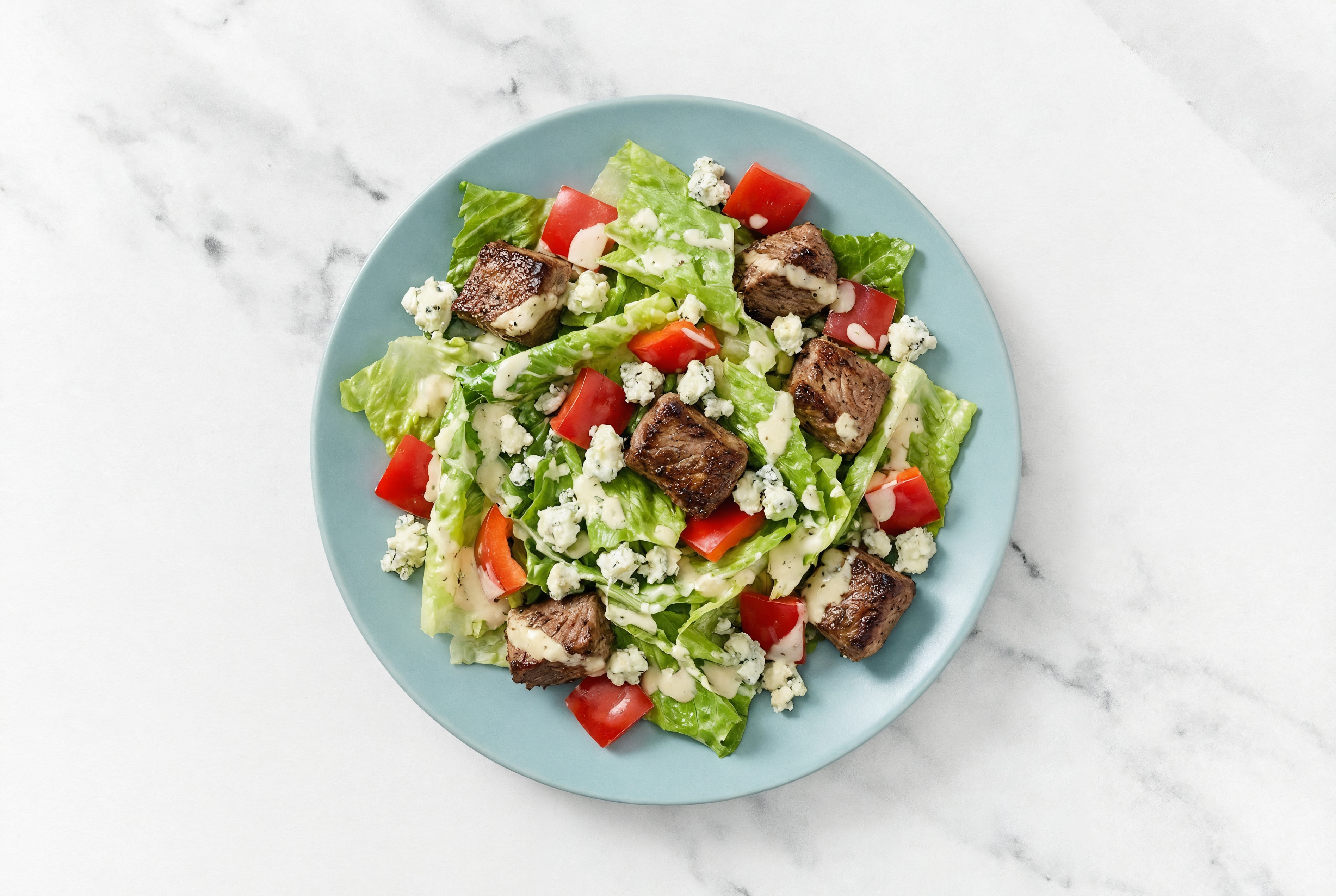 Bison + Blue Cheese Ranch Salad with Red Bell Pepper