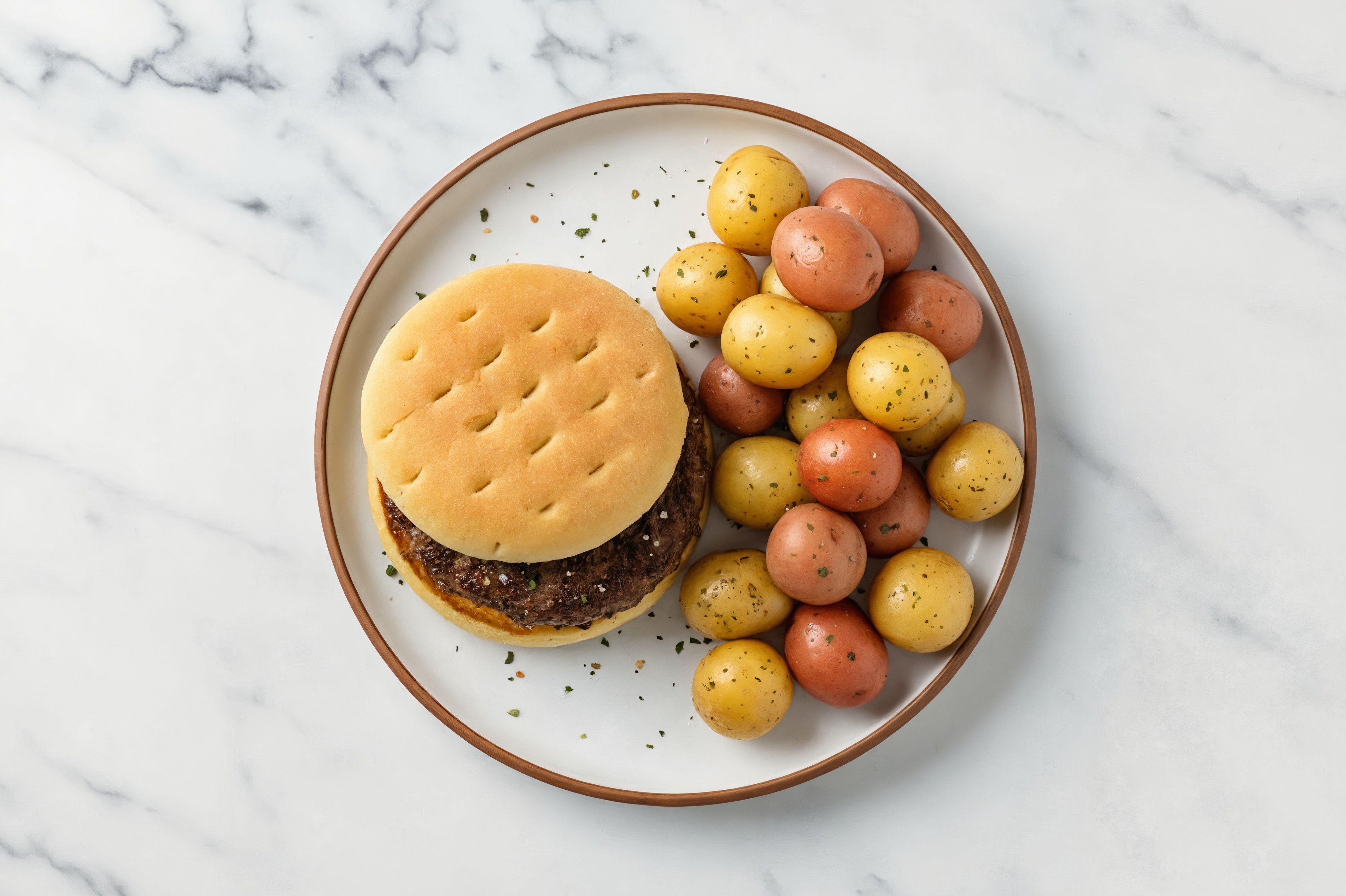  Simple Bison Burger + Herby Potatoes
