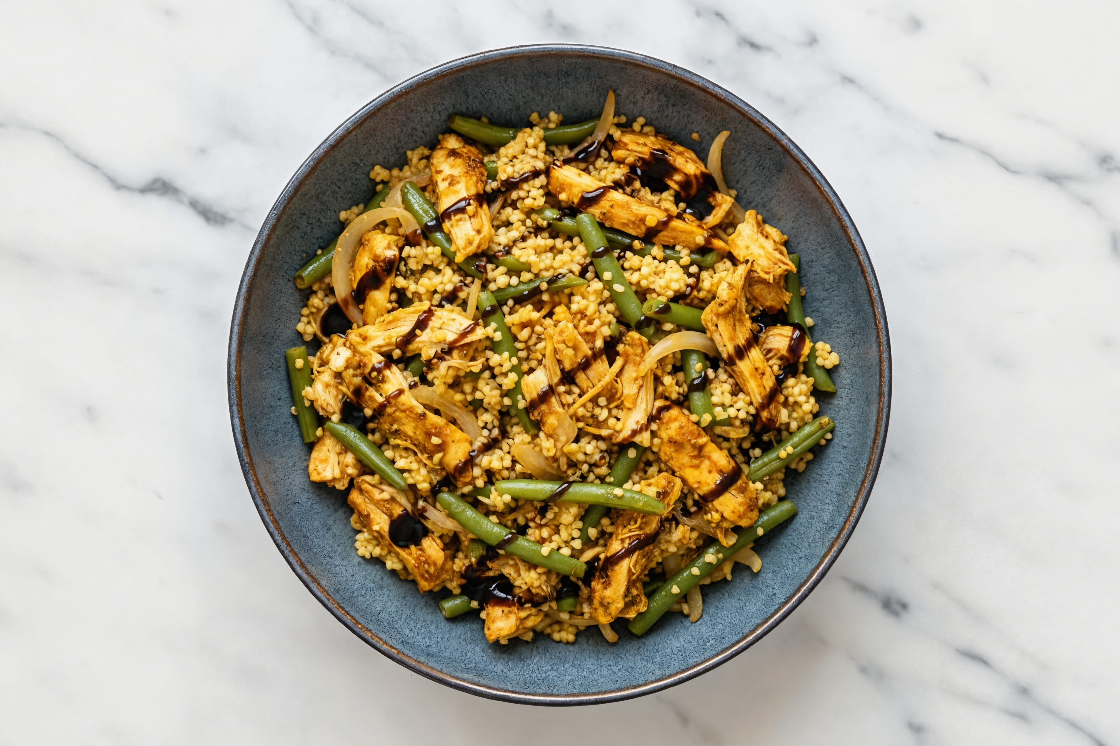  Shawarma Chicken over Couscous + Balsamic Drizzle