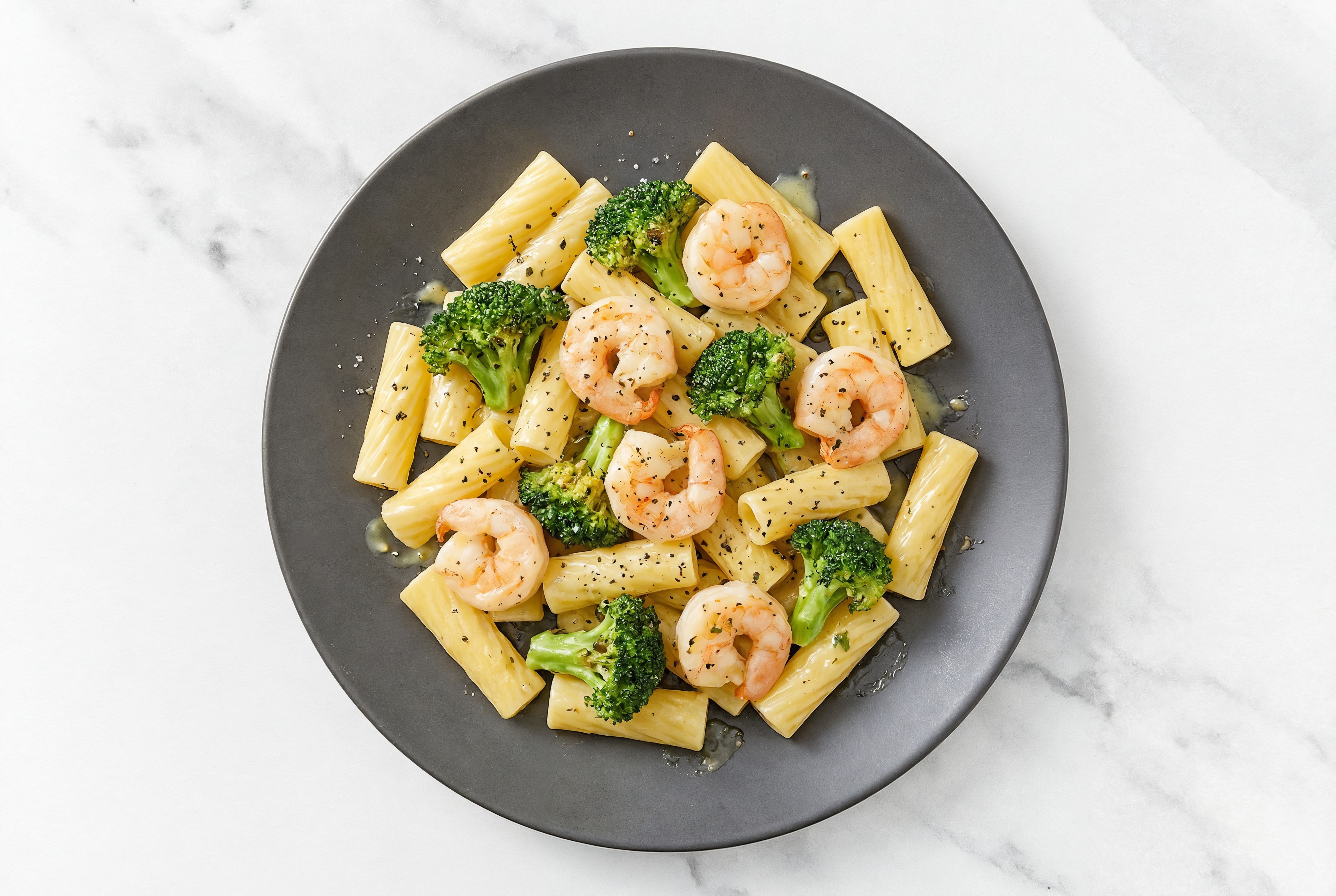 Creamy Honey Mustard Shrimp + Broccoli Rigatoni Pasta