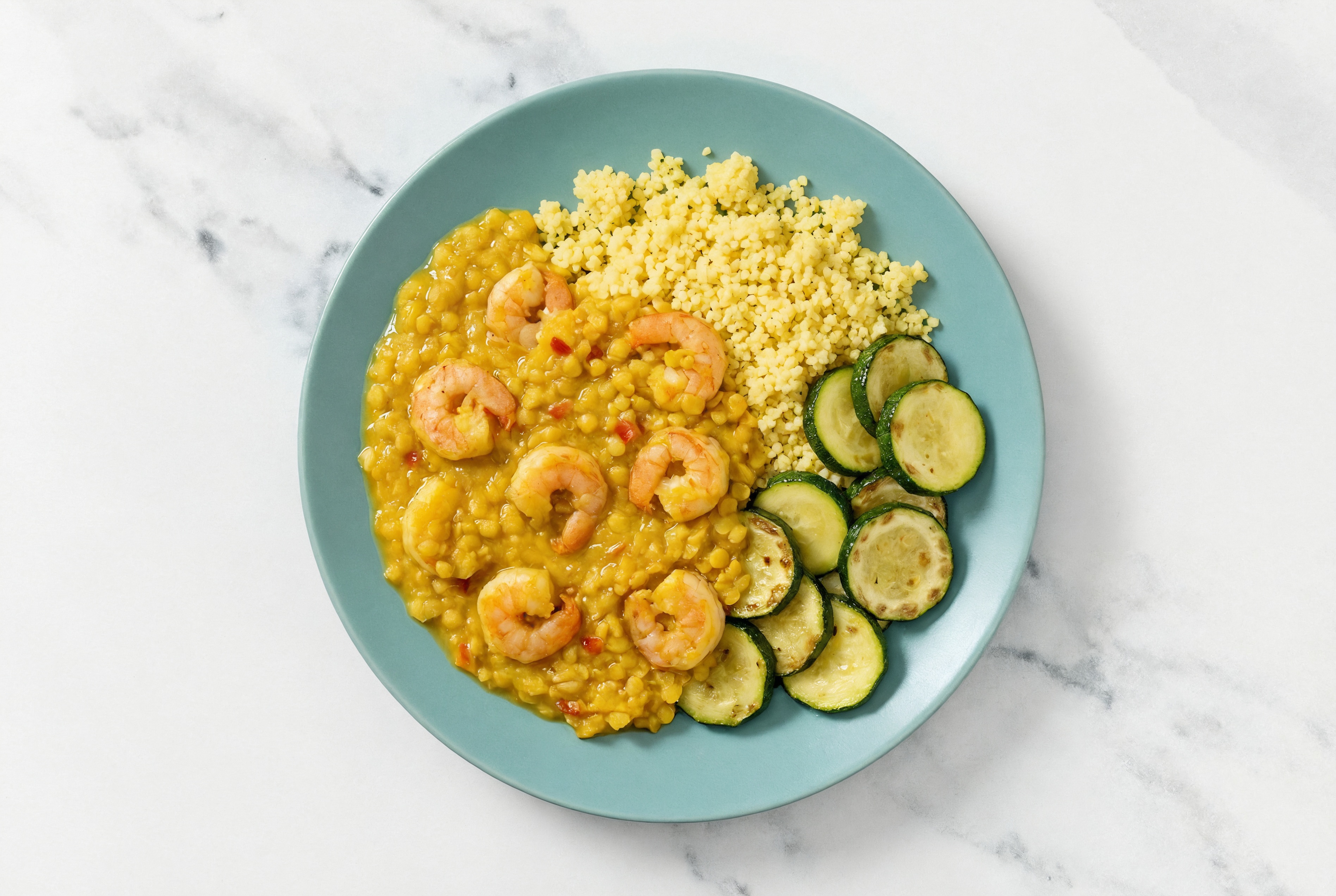 Spiced Shrimp + Lentil Everyday Dal Red Lentils Grain Bowl