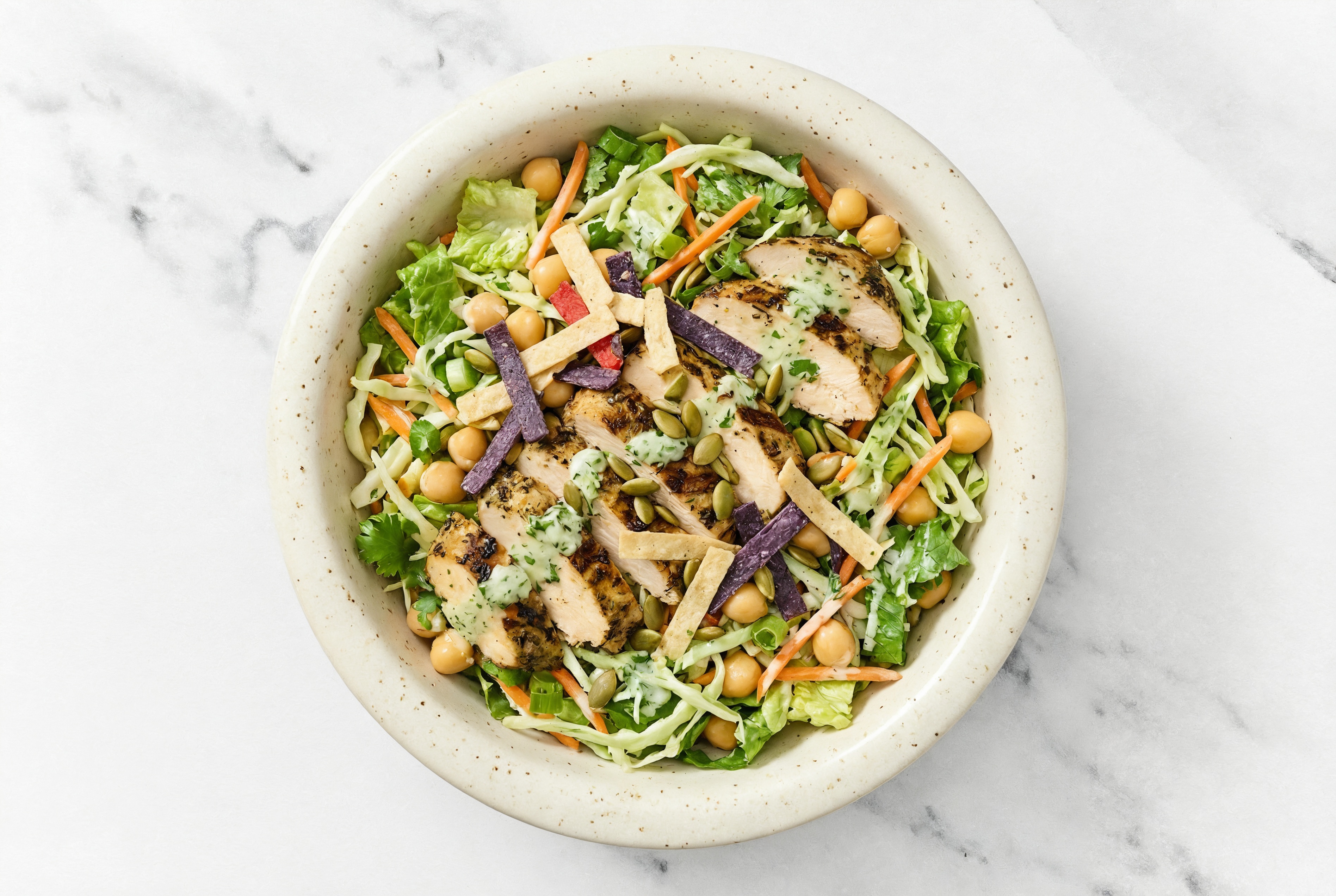 Southwest Mediterranean Grilled Chicken Breast Salad with Organic Garbanzo Beans