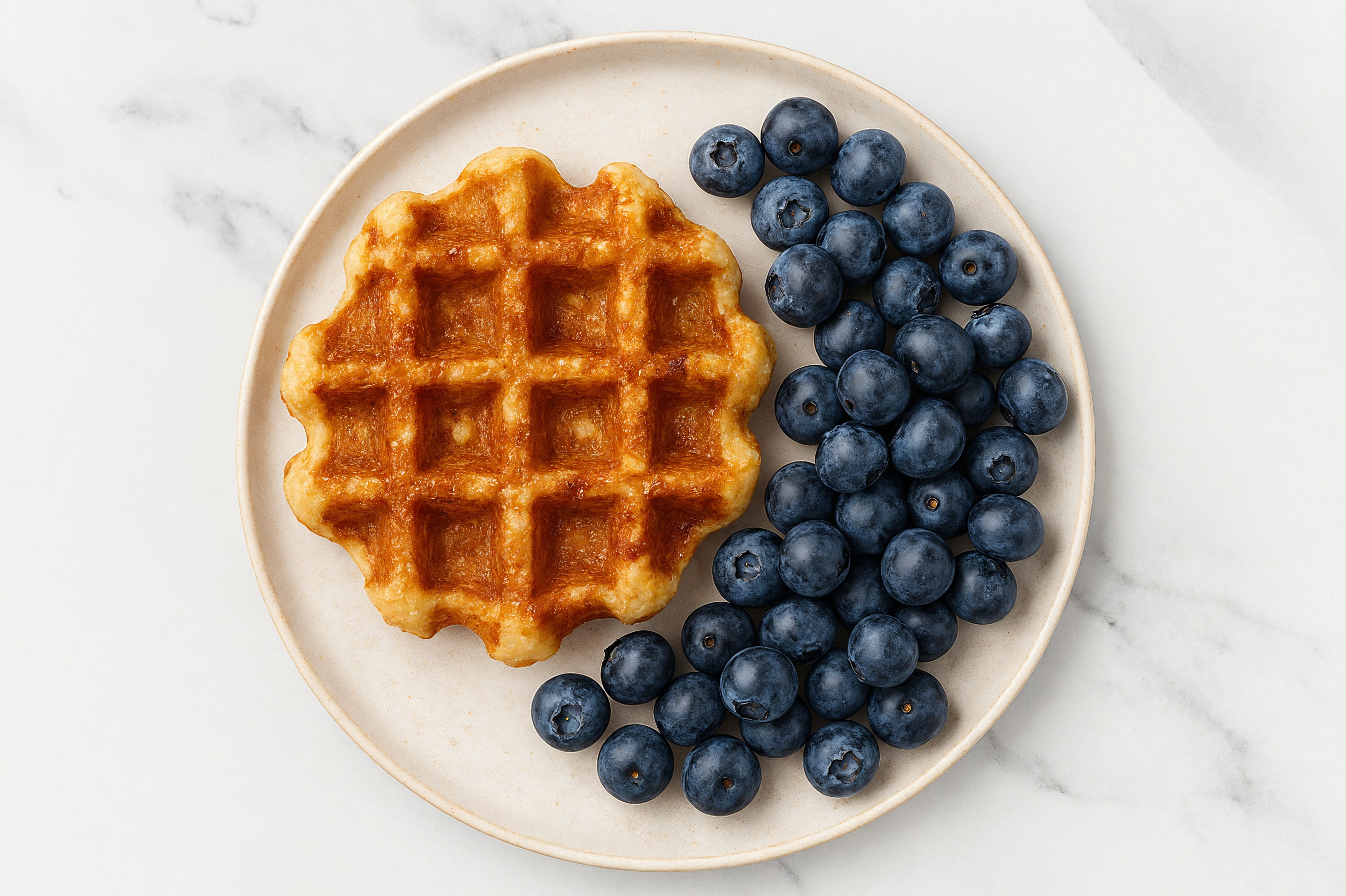 Belgian Waffle with Fresh Organic Blueberries