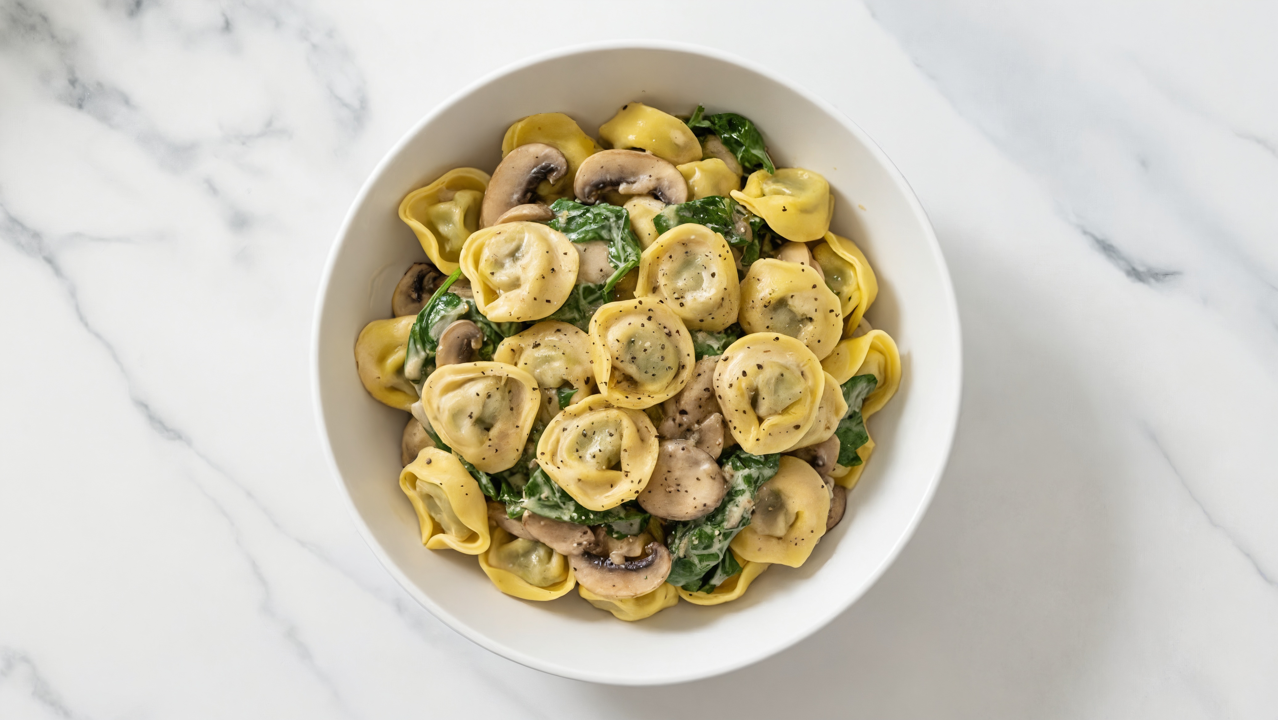 Creamy Spinach + Mushroom Tortellini