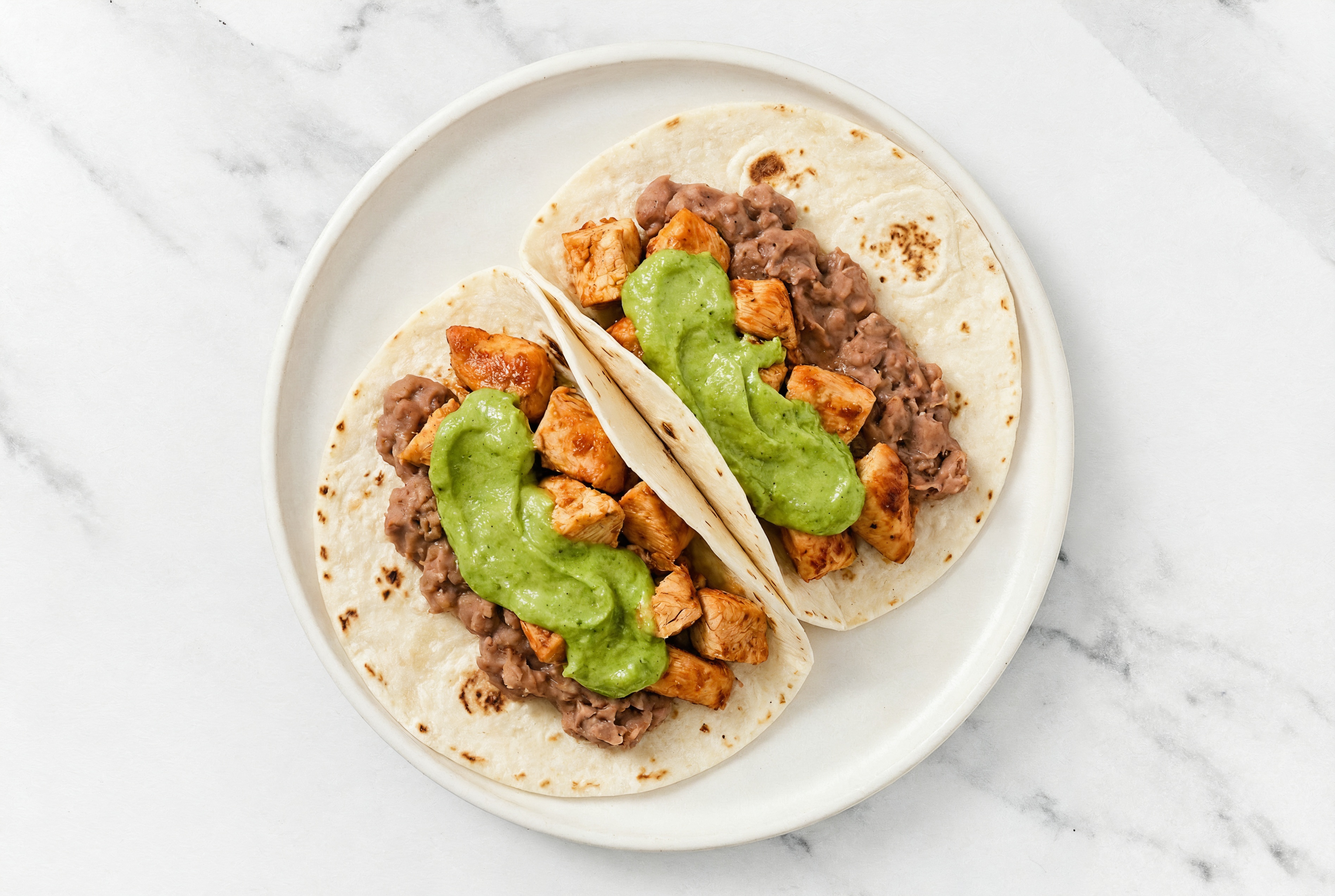 Chipotle Chicken Tacos with Avocado & Refried Red Beans
