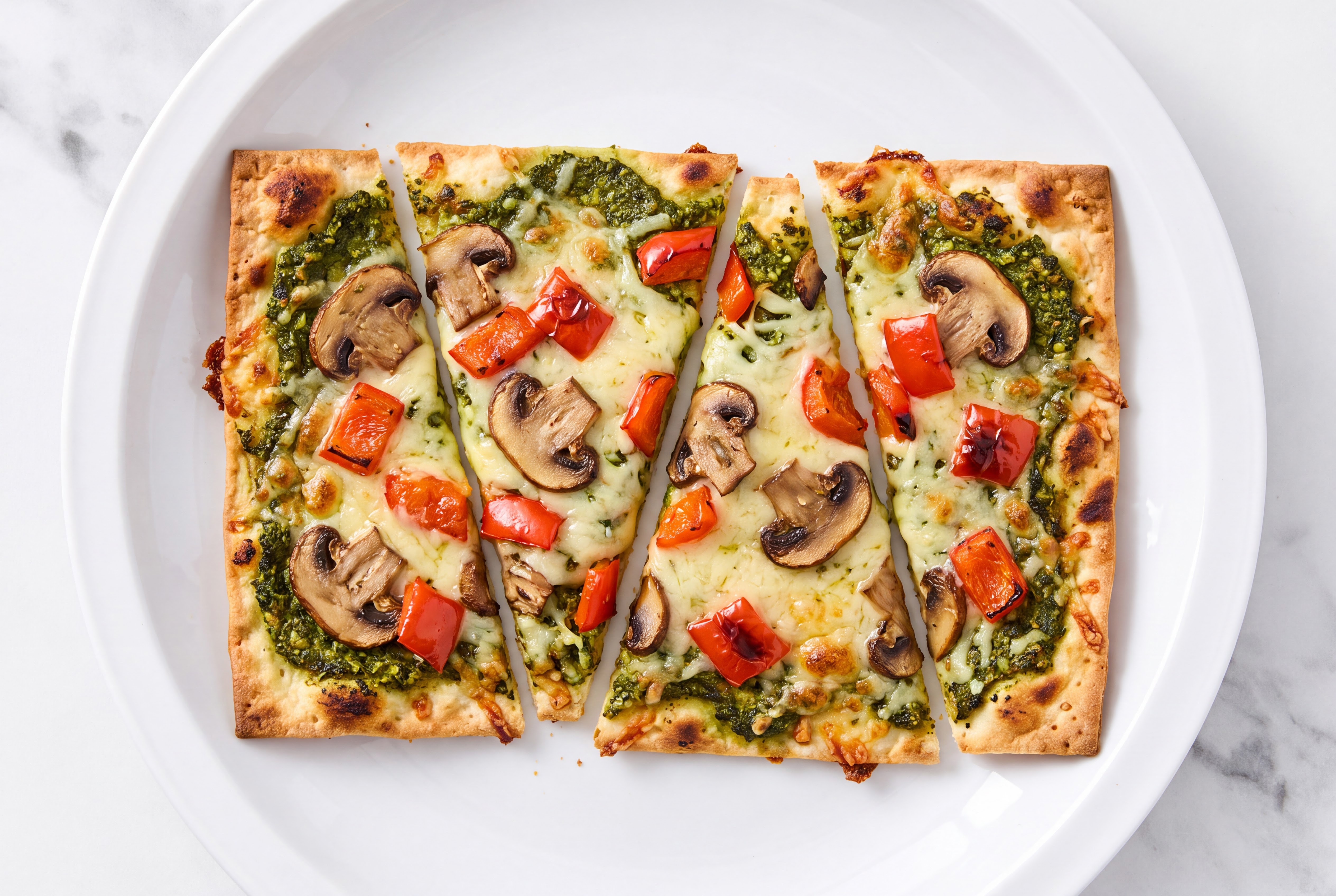 Bell Pepper + Mushroom Pesto Lavash Flatbread