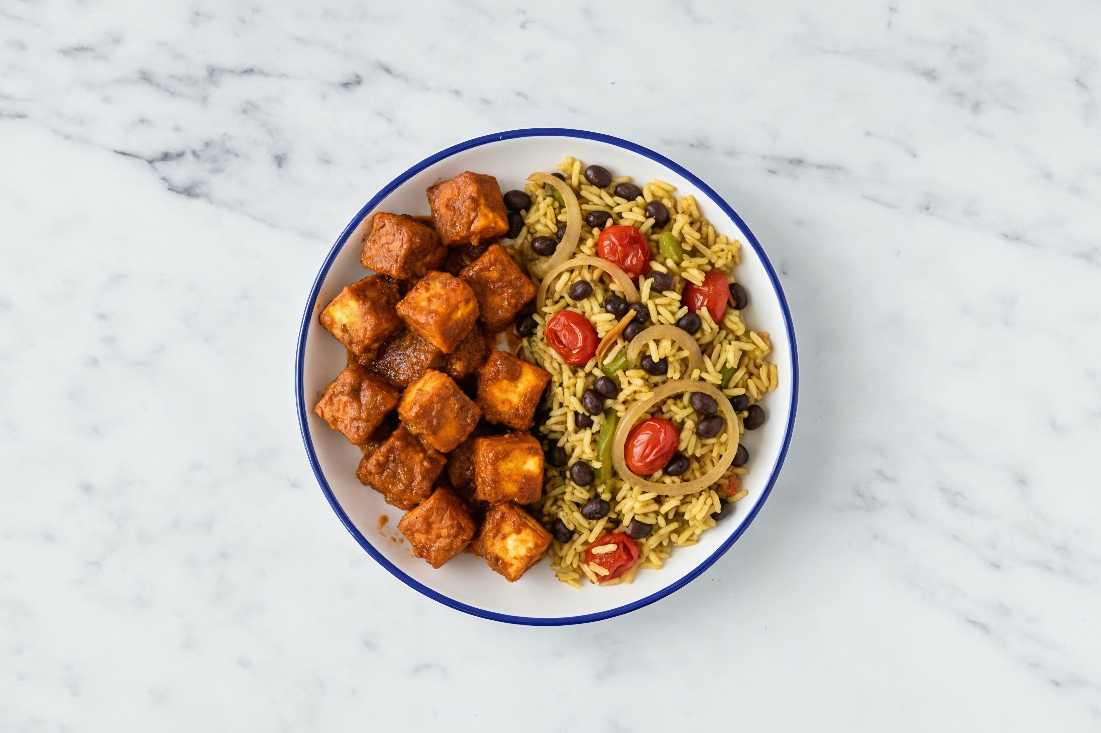 Tandoori Paneer Biryani with Seasoned White Rice + Black Beans