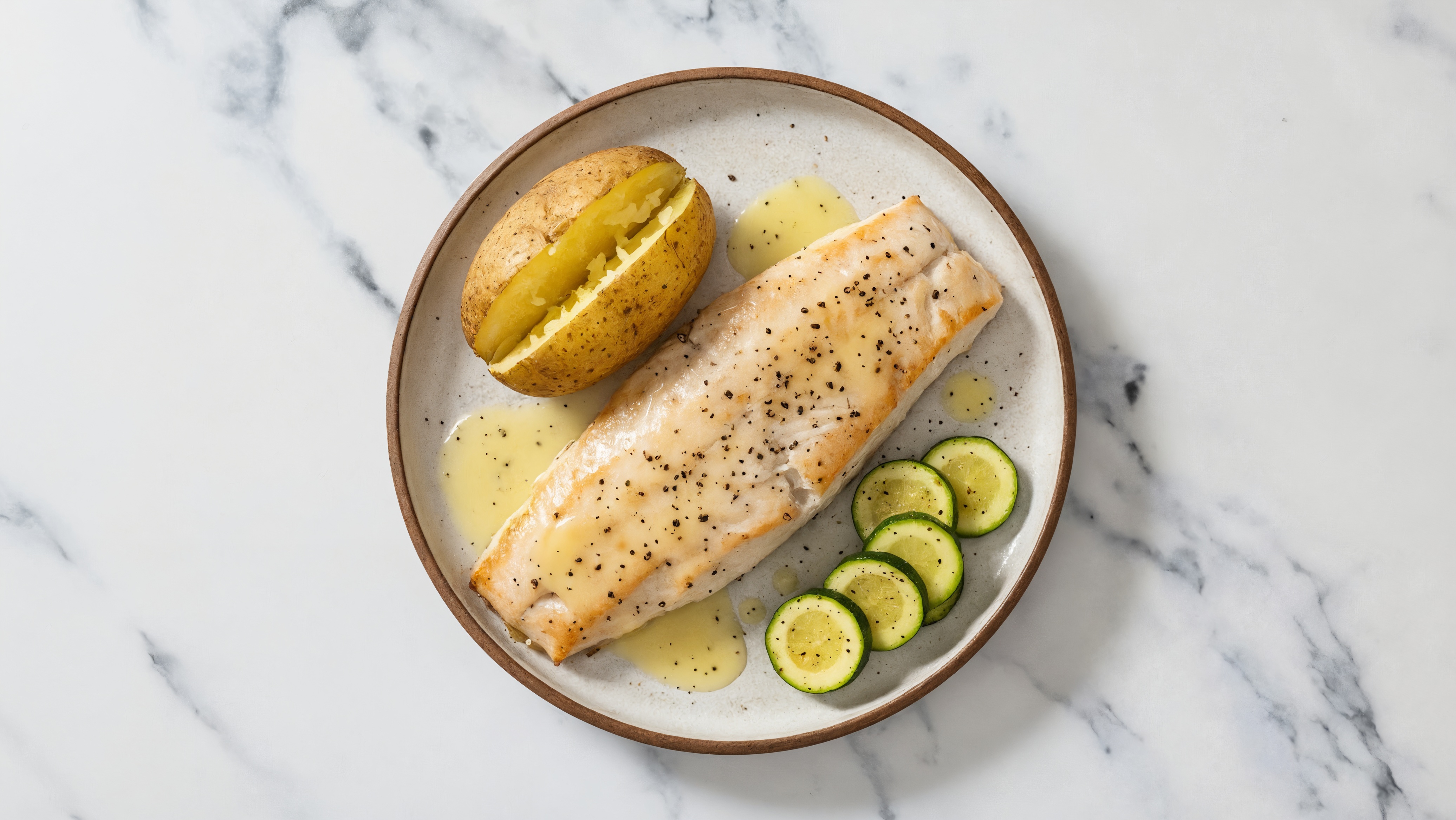 Lemon-Slow Churned Pasture Butter Trout with Russet Potato & Zucchini