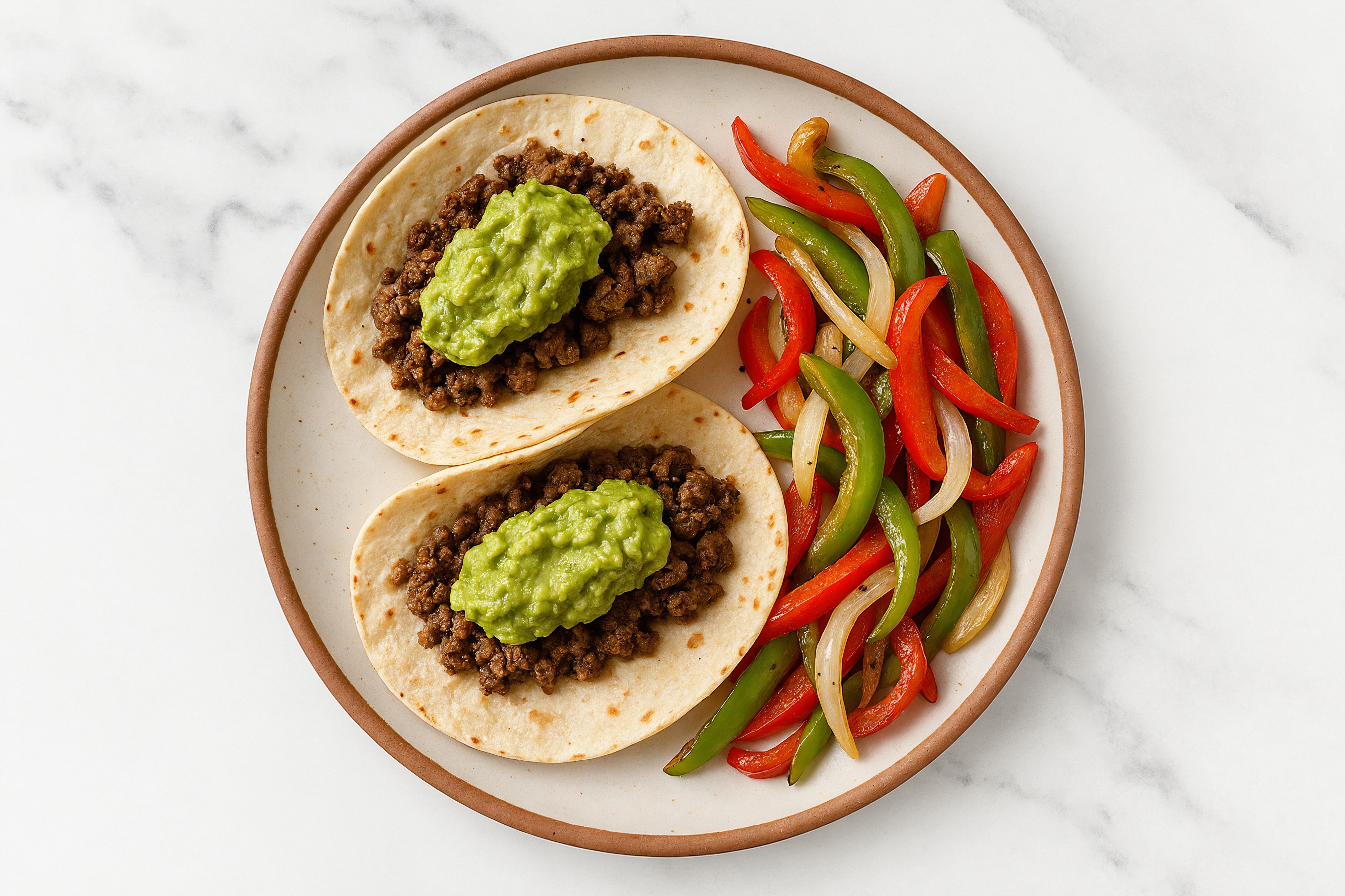 Ground Wagyu Beef + Guacamole Tacos on Flour Tortillas