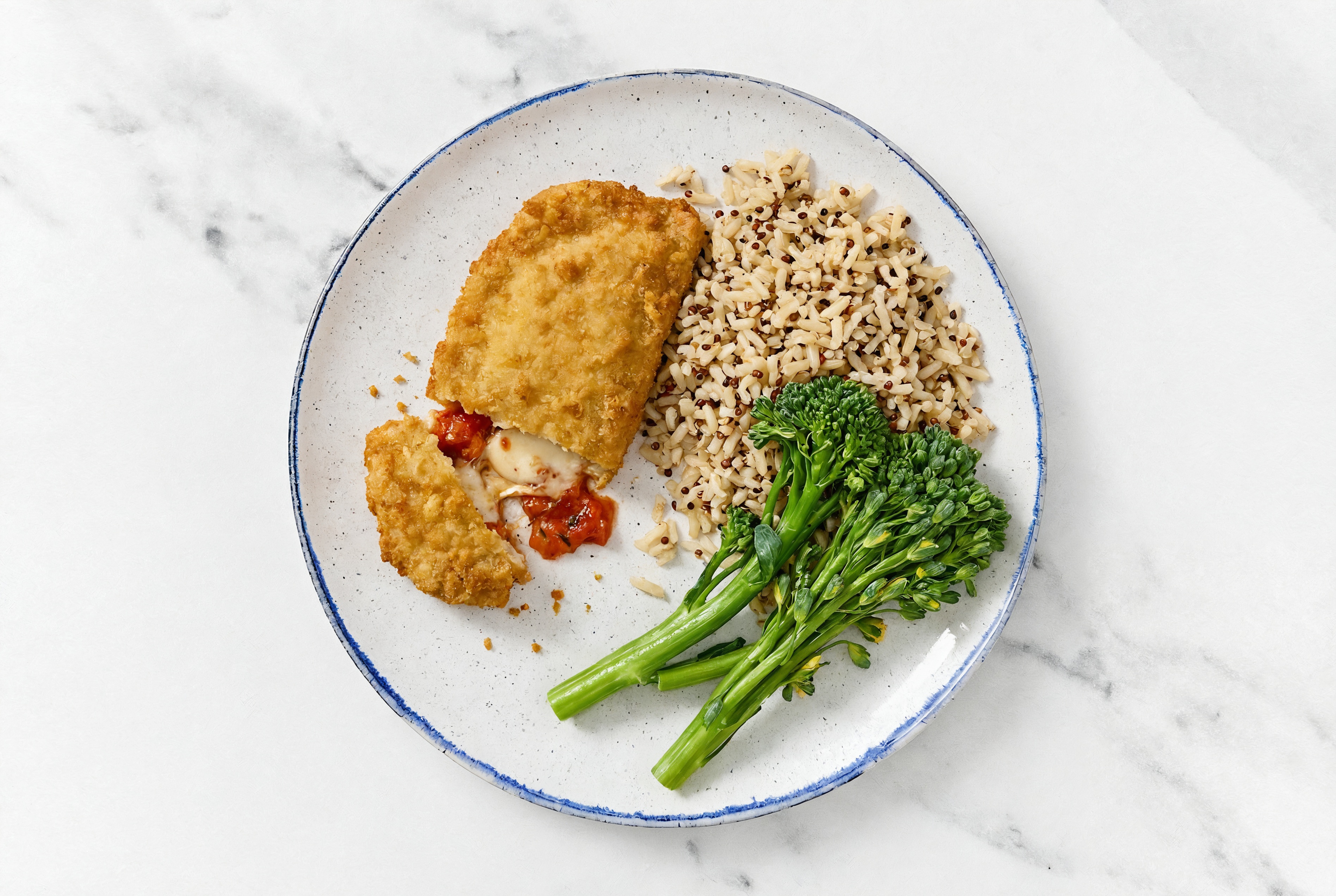 "Chicken" Parm with Baby Broccoli & Quinoa Blend
