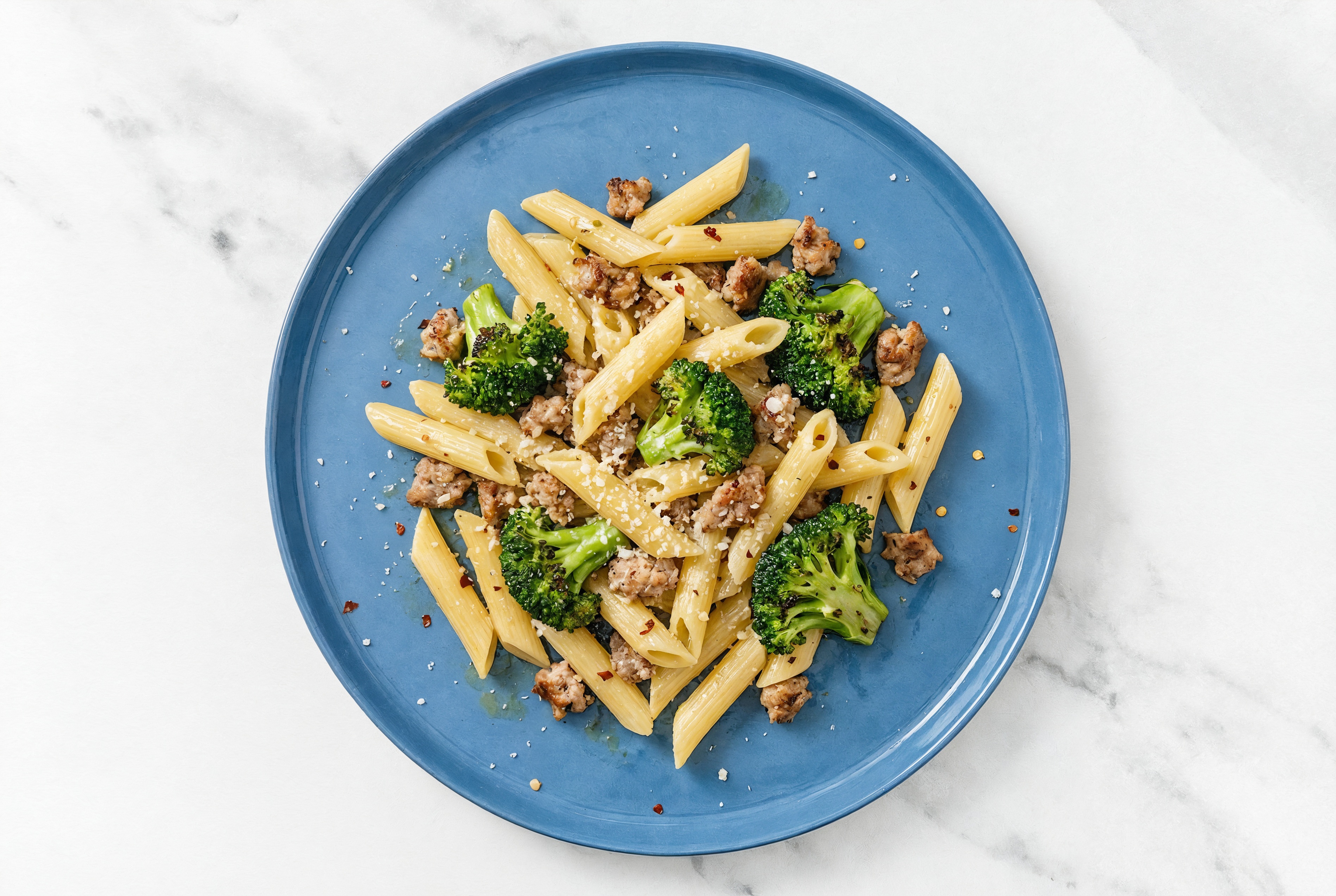 Herby Lemony Italian Sausage + Broccoli Florets Pasta