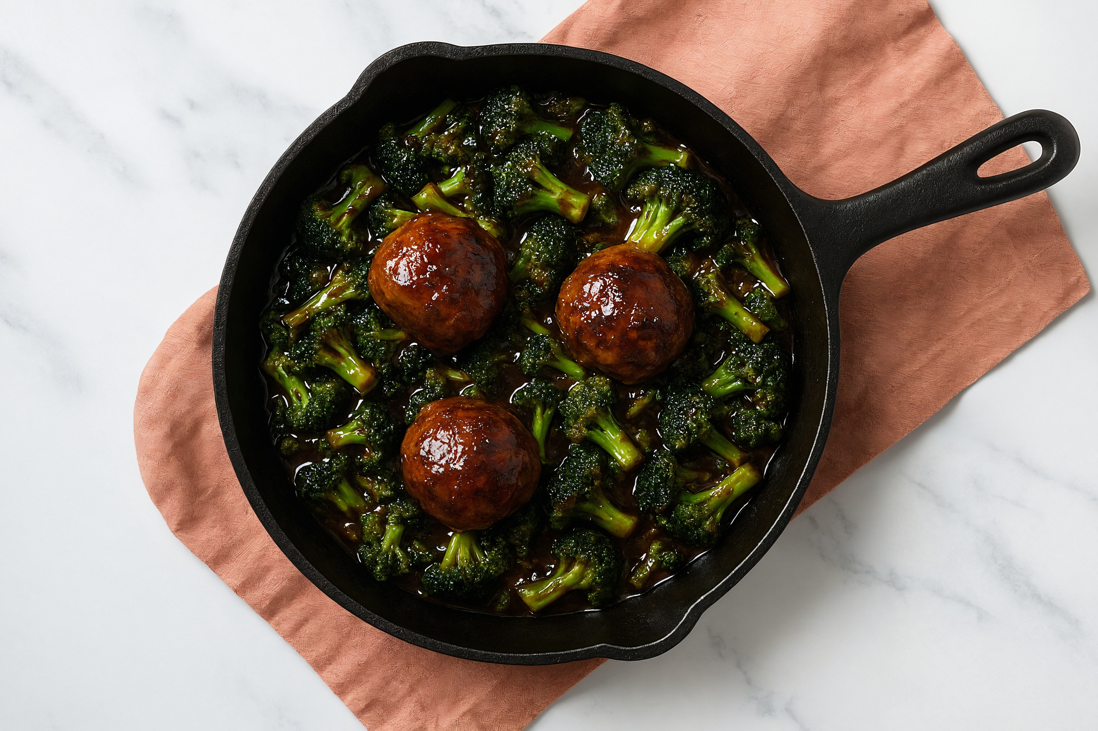 Japanese BBQ Meatball Stir-Fry with Broccoli