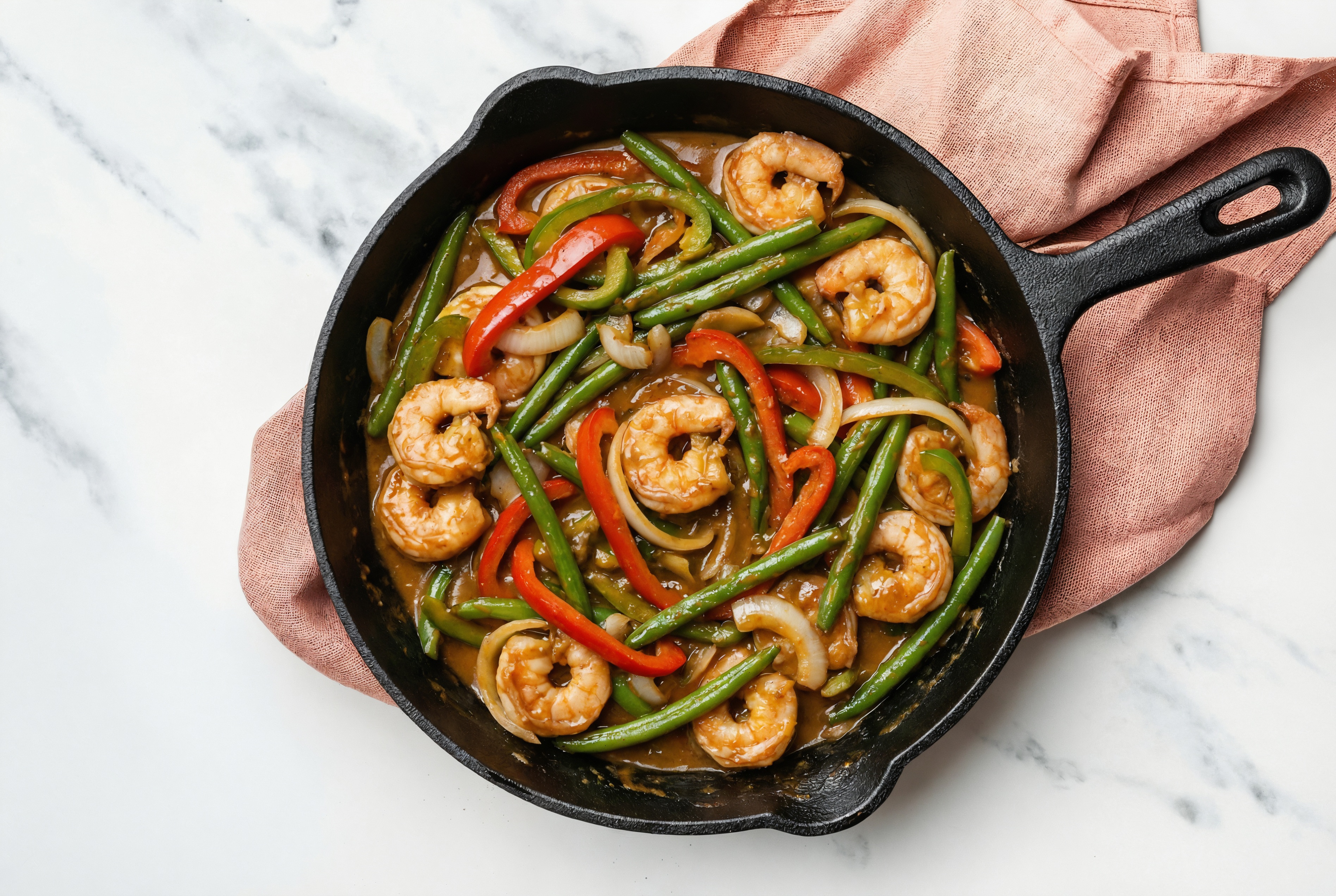 Thai Peanut Shrimp Stir-Fry with Green Beans & Peppers