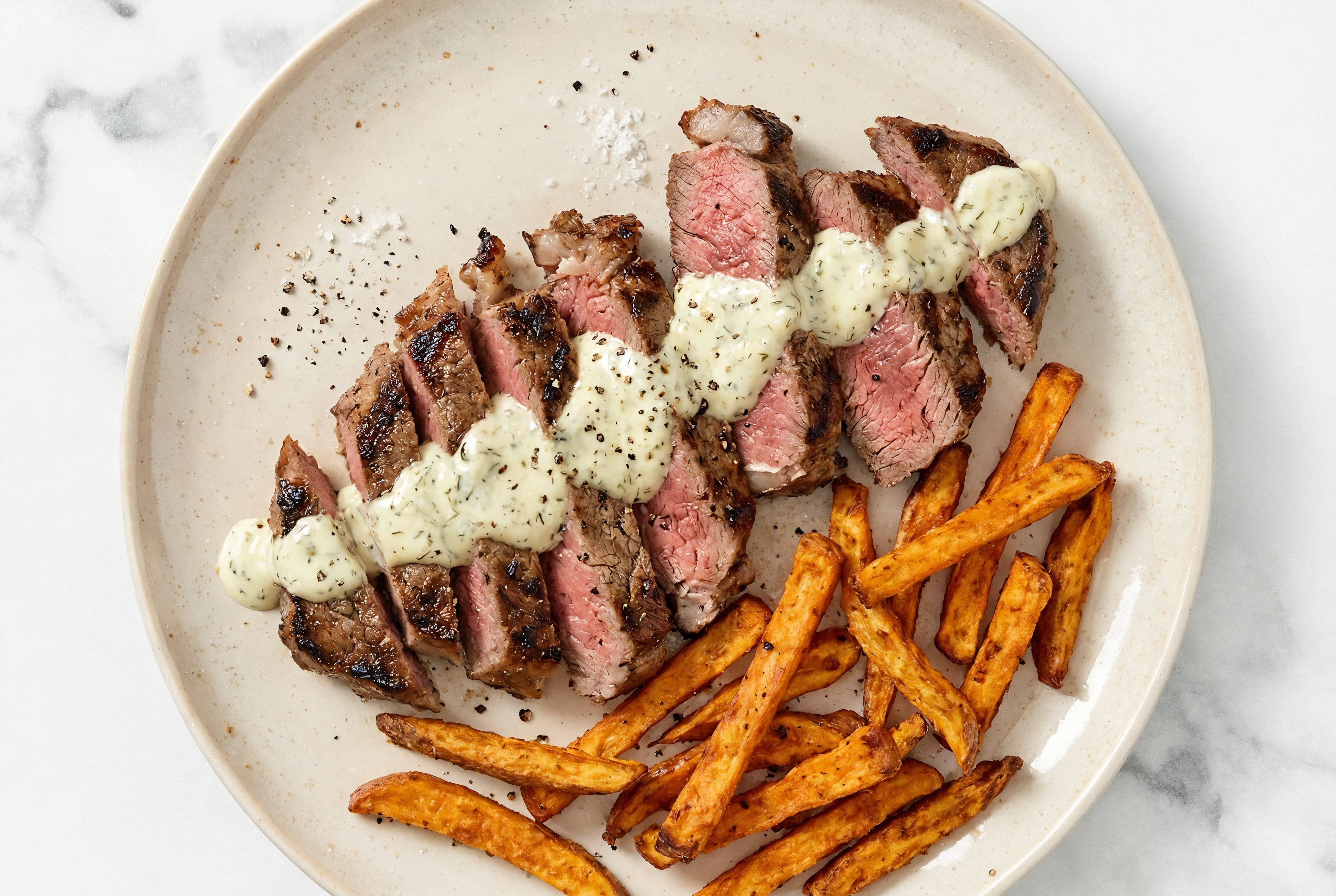 Dill Beef Sirloin Steak + Sweet Potato Fries