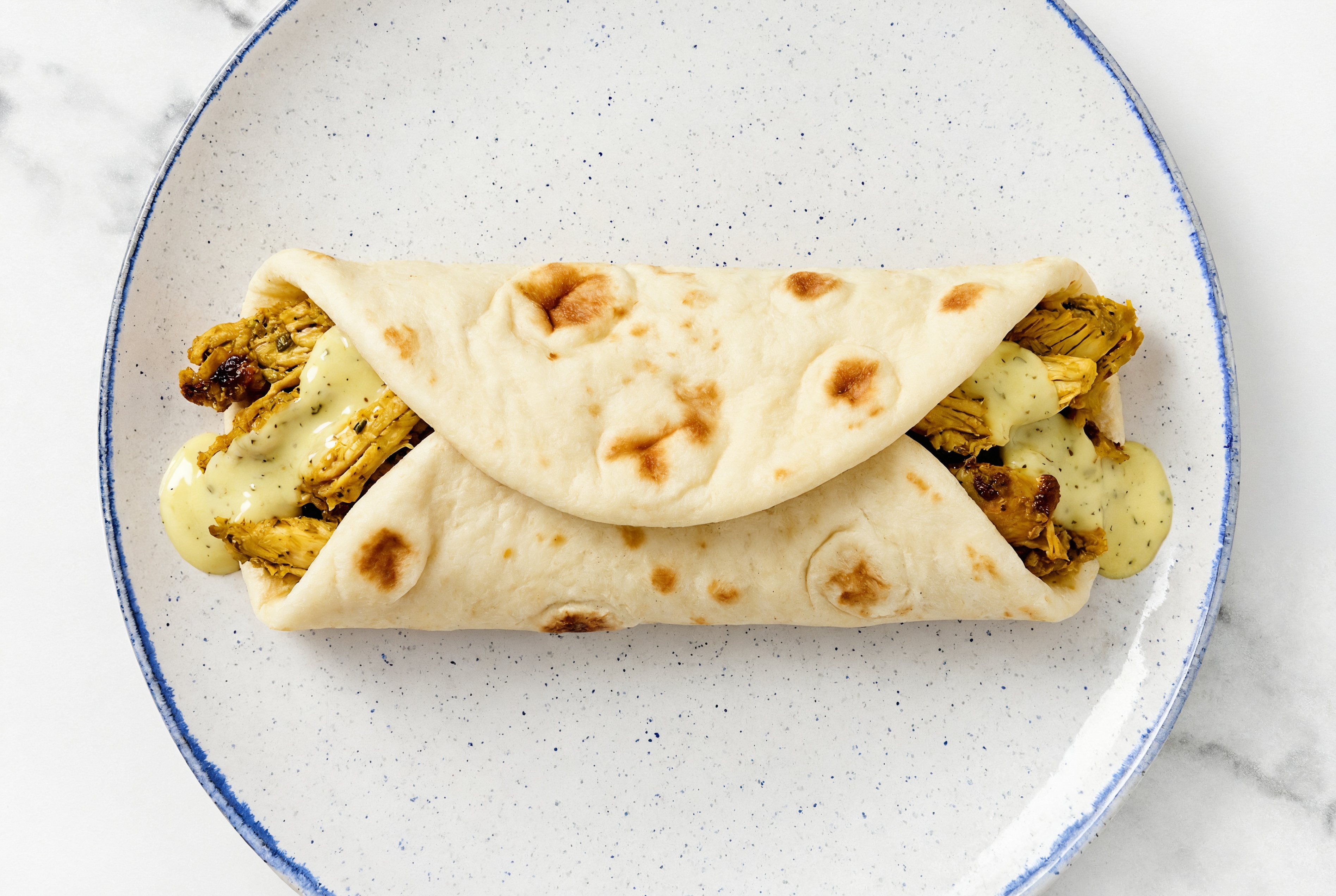 Creamy Honey Mustard Shawarma-Style Chicken Thighs Naan Wrap