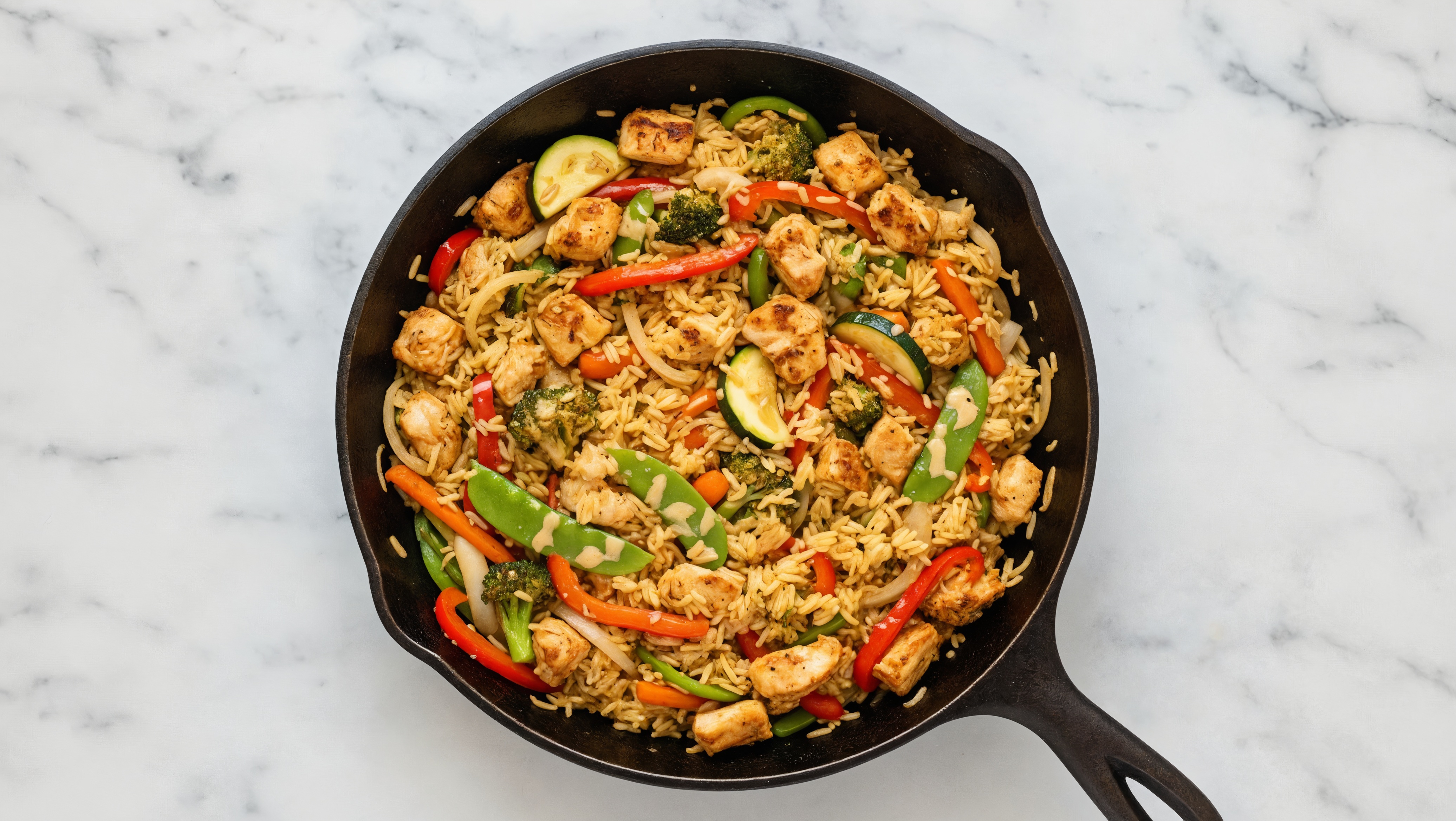 Creamy Miso Chicken Stir-Fry with Seasoned Jasmine Rice