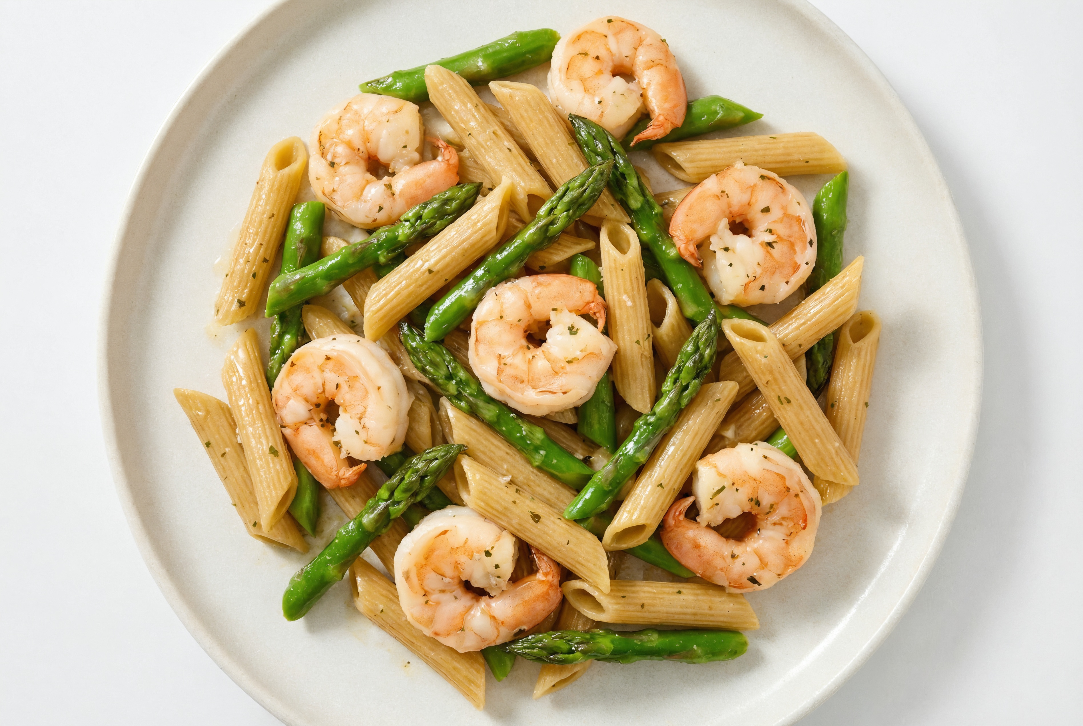 Hearty Herby Gulf Shrimp + Asparagus Pasta