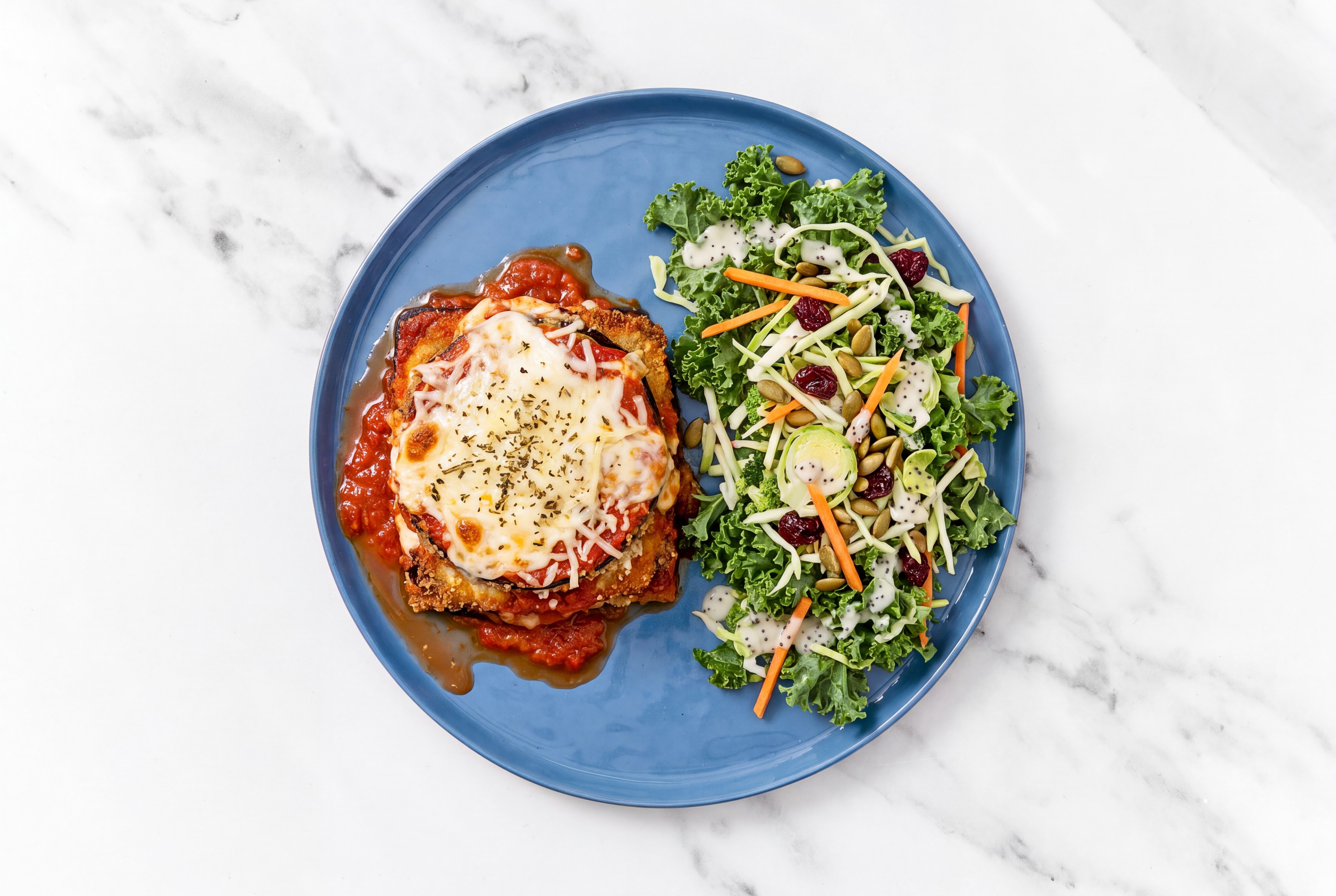 Eggplant Parmesan + Kale Salad
