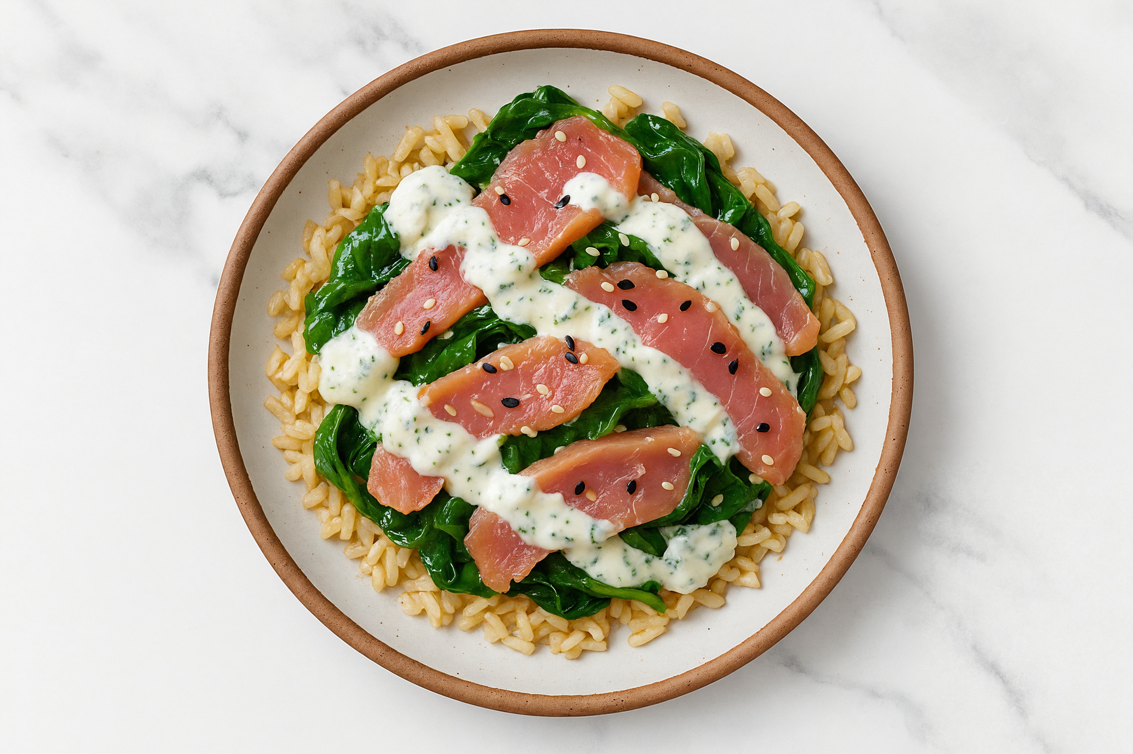 Tuna Rice Bowl with Tzatziki & Organic Spinach