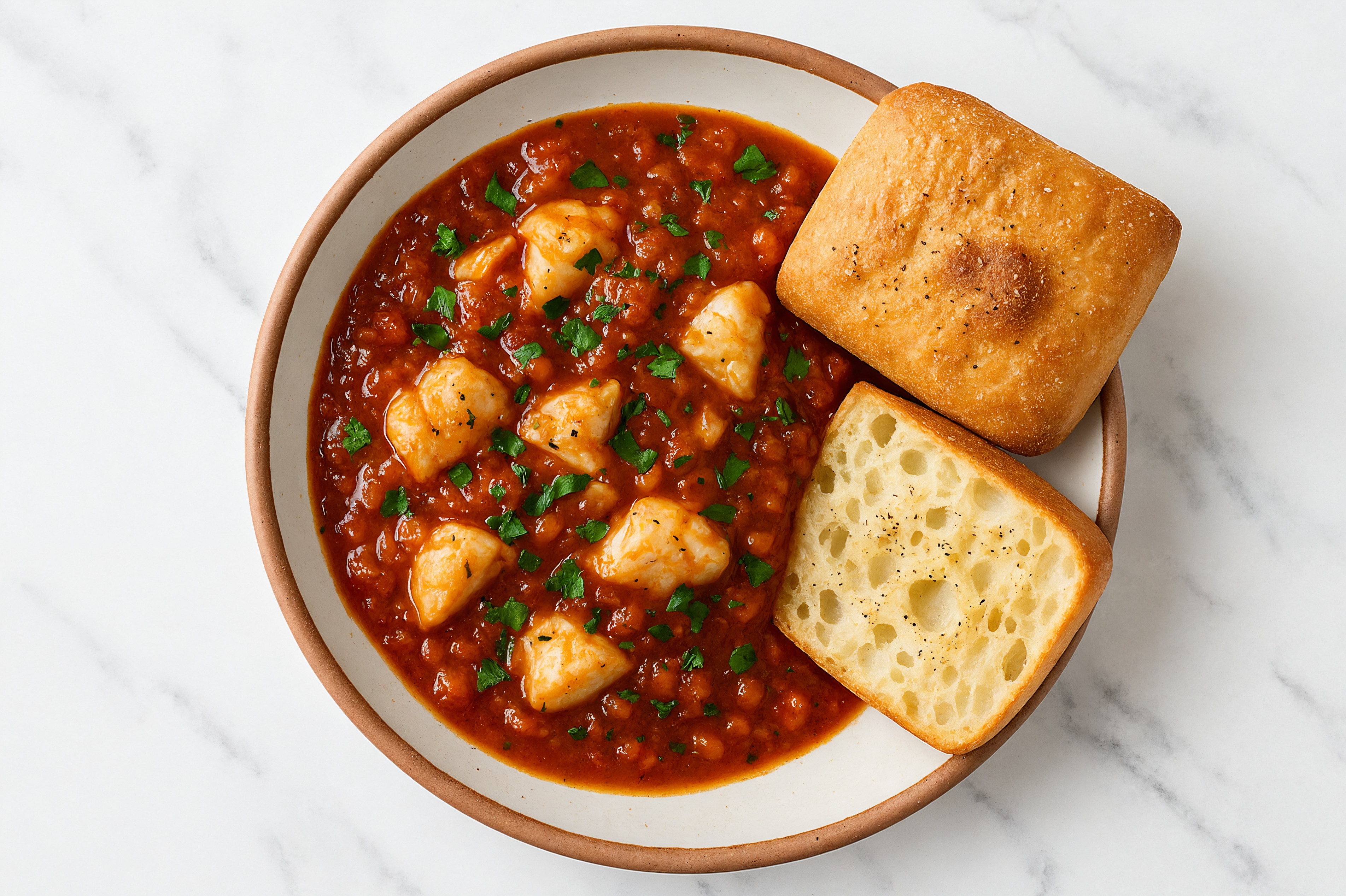 Italian-Style Fish Stew + Crusty Bread with Cod Fillet