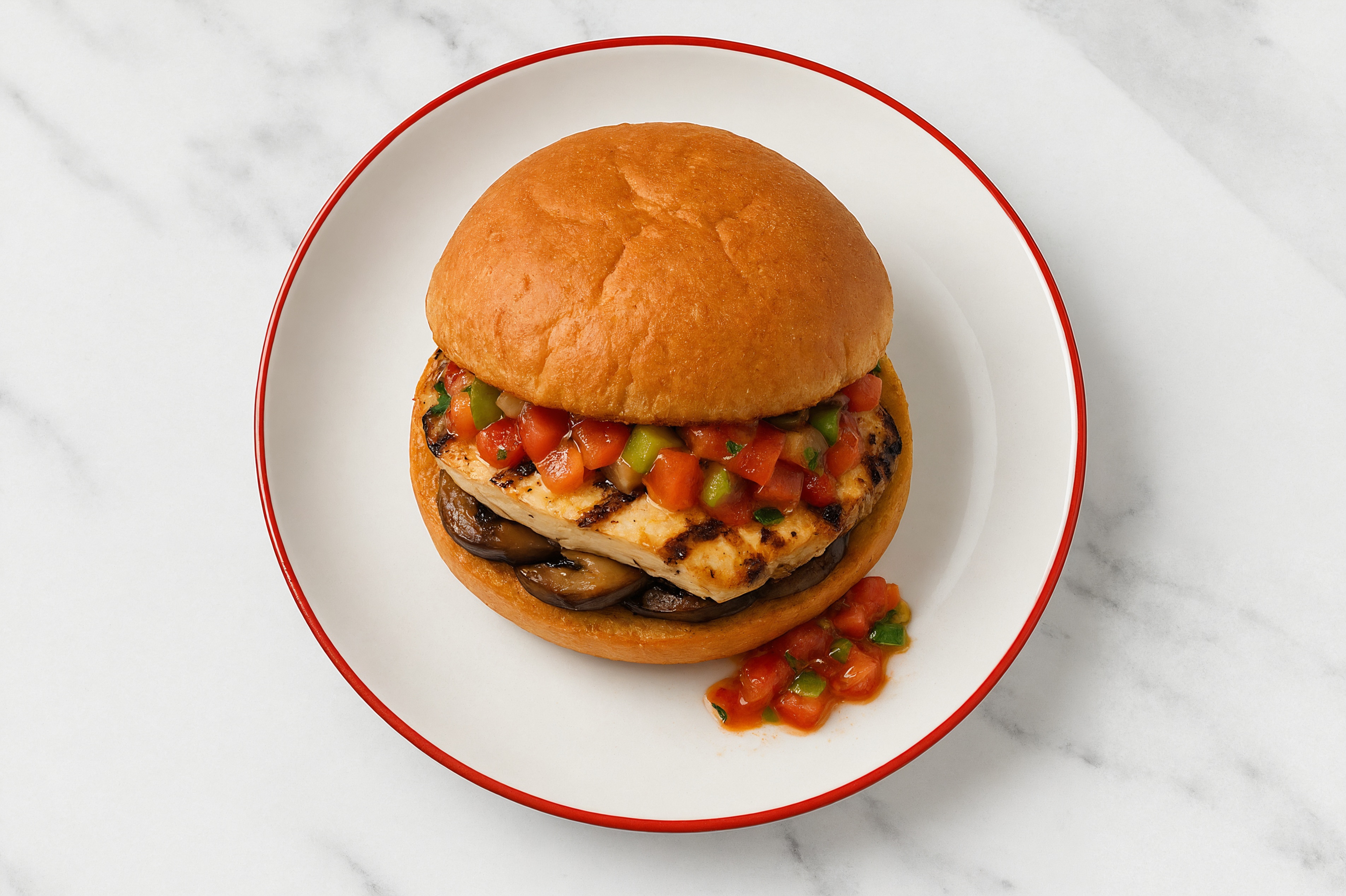 Mexican Grilled Chicken Sandwich with Portabellas on Gluten-Free Buns