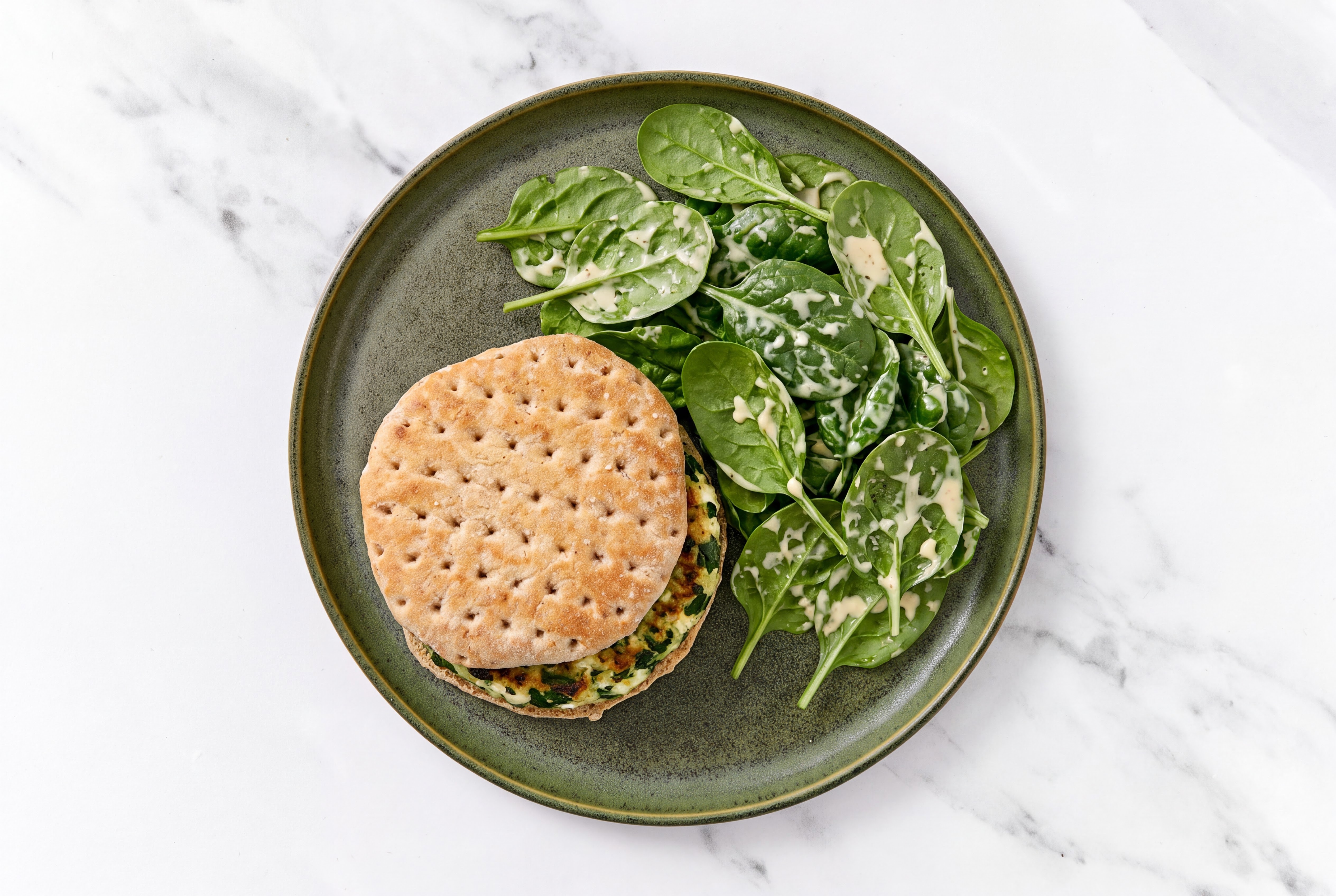 Feta Turkey Burger + Side Caesar Salad with Baby Spinach