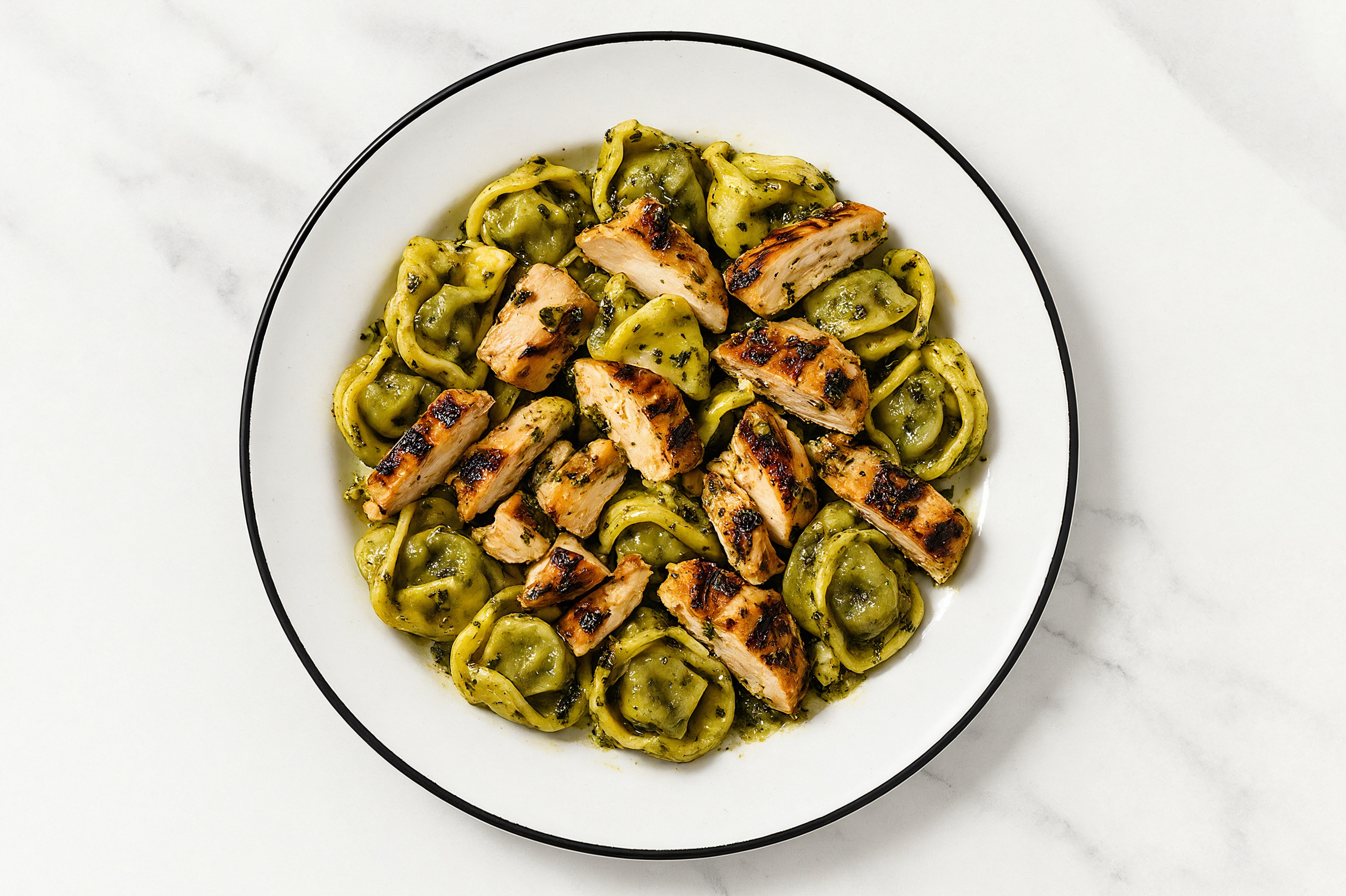 Pesto Tortellini with Mediterranean Grilled Chicken Breast