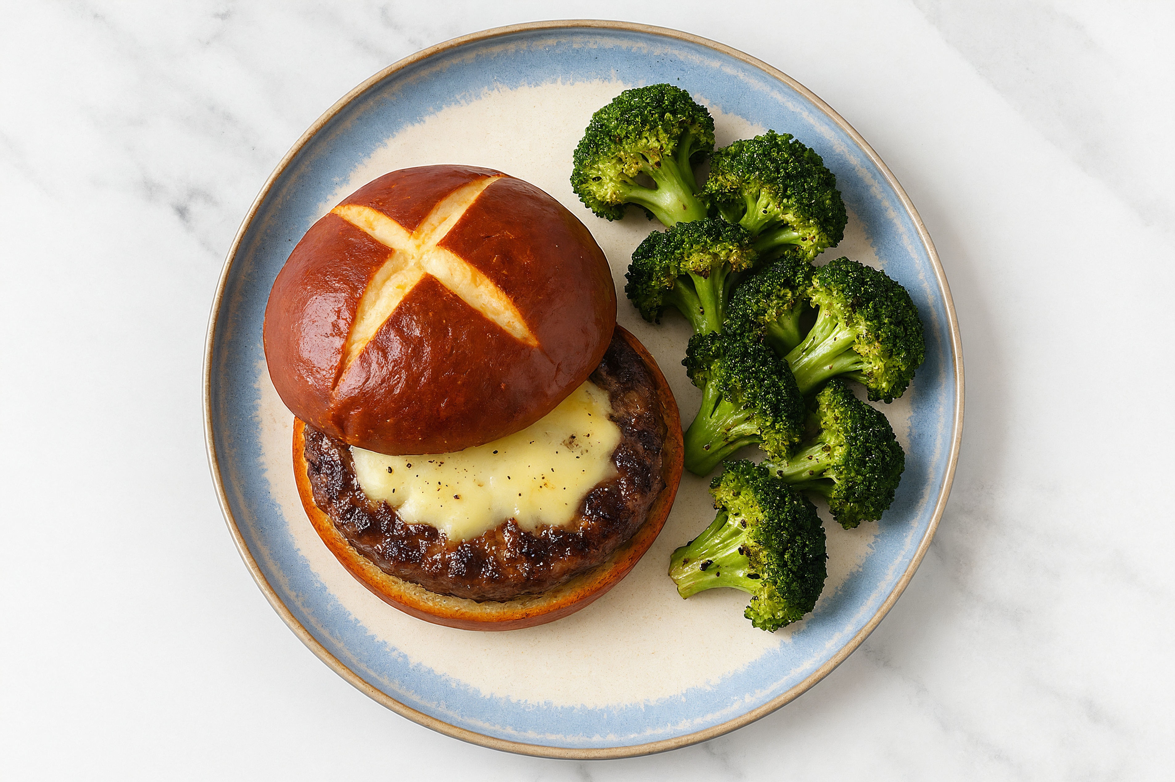 Havarti Cheeseburger + Air Fryer Organic Broccoli