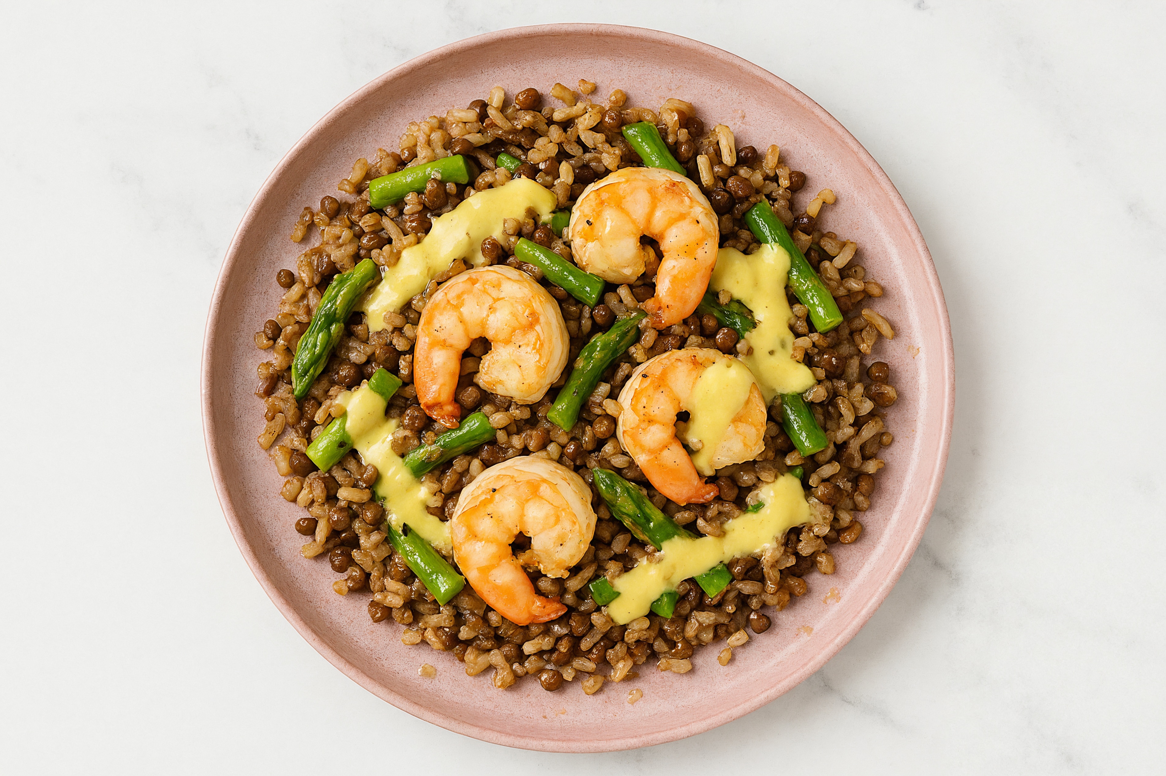 Jumbo Shrimp + Quinoa Bowl with Asparagus