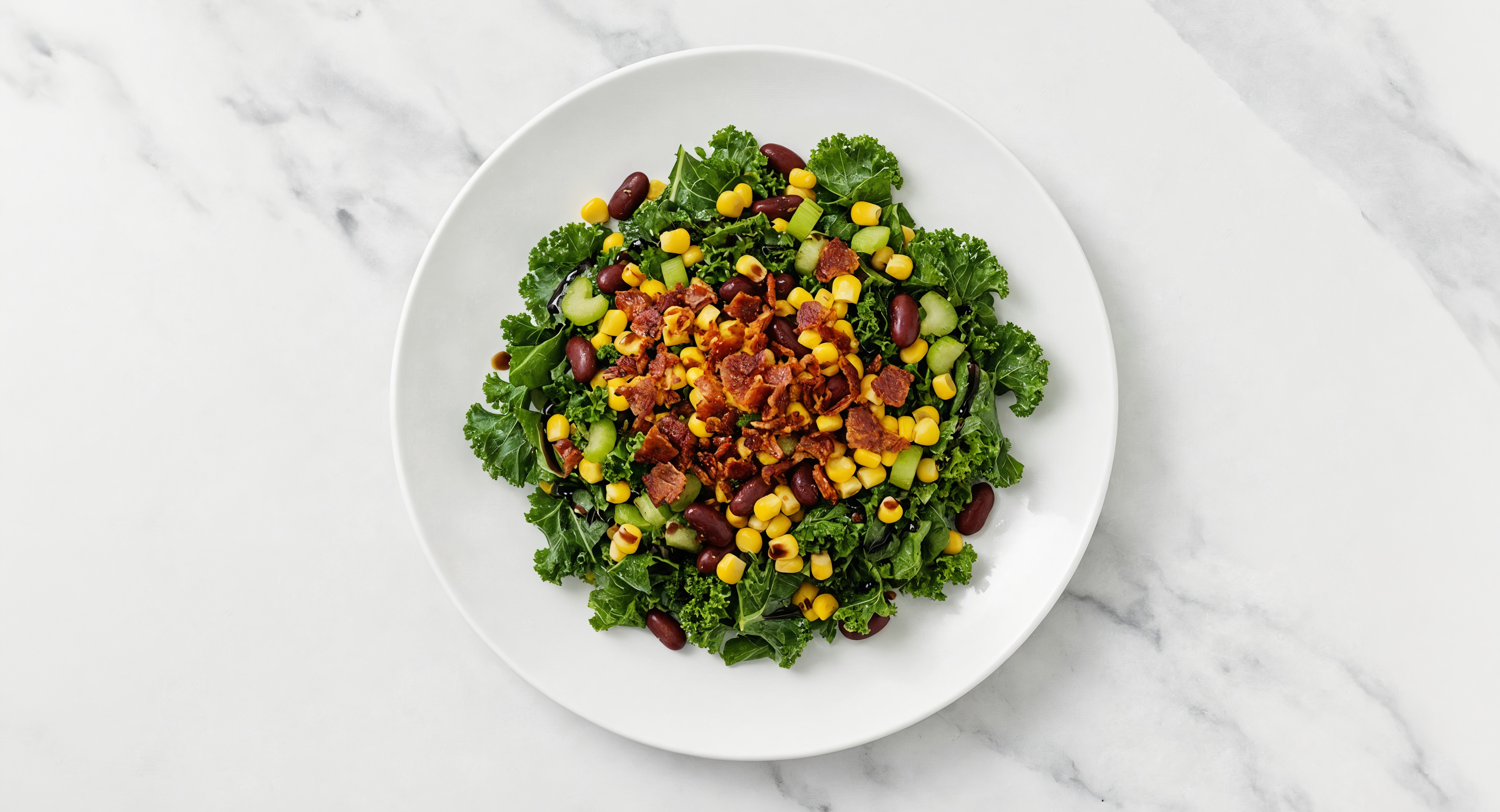 Balsamic Kale Salad with Turkey Bacon & Black Beans