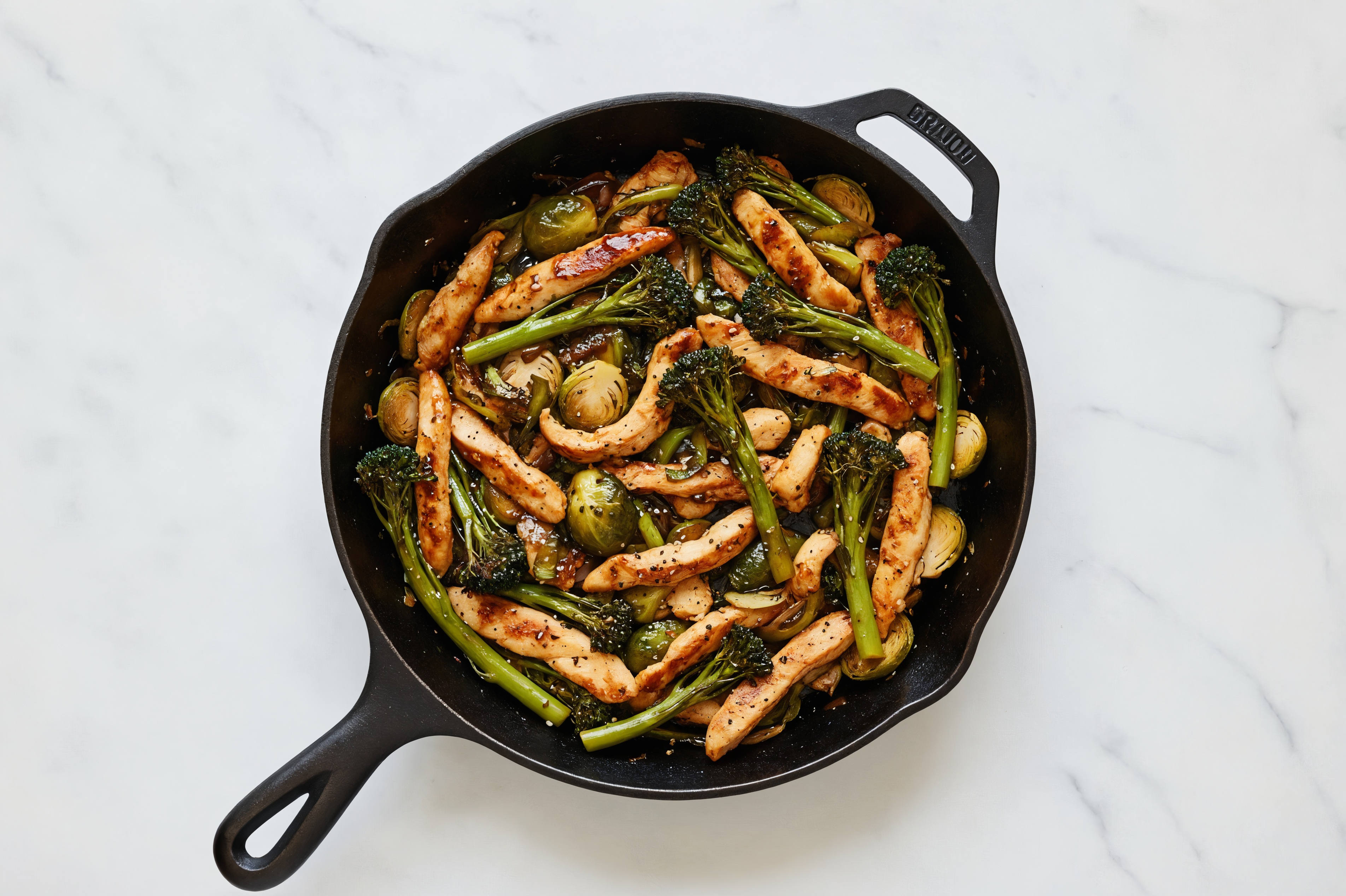Japanese BBQ Chicken Stir-Fry with Broccoli & Brussels