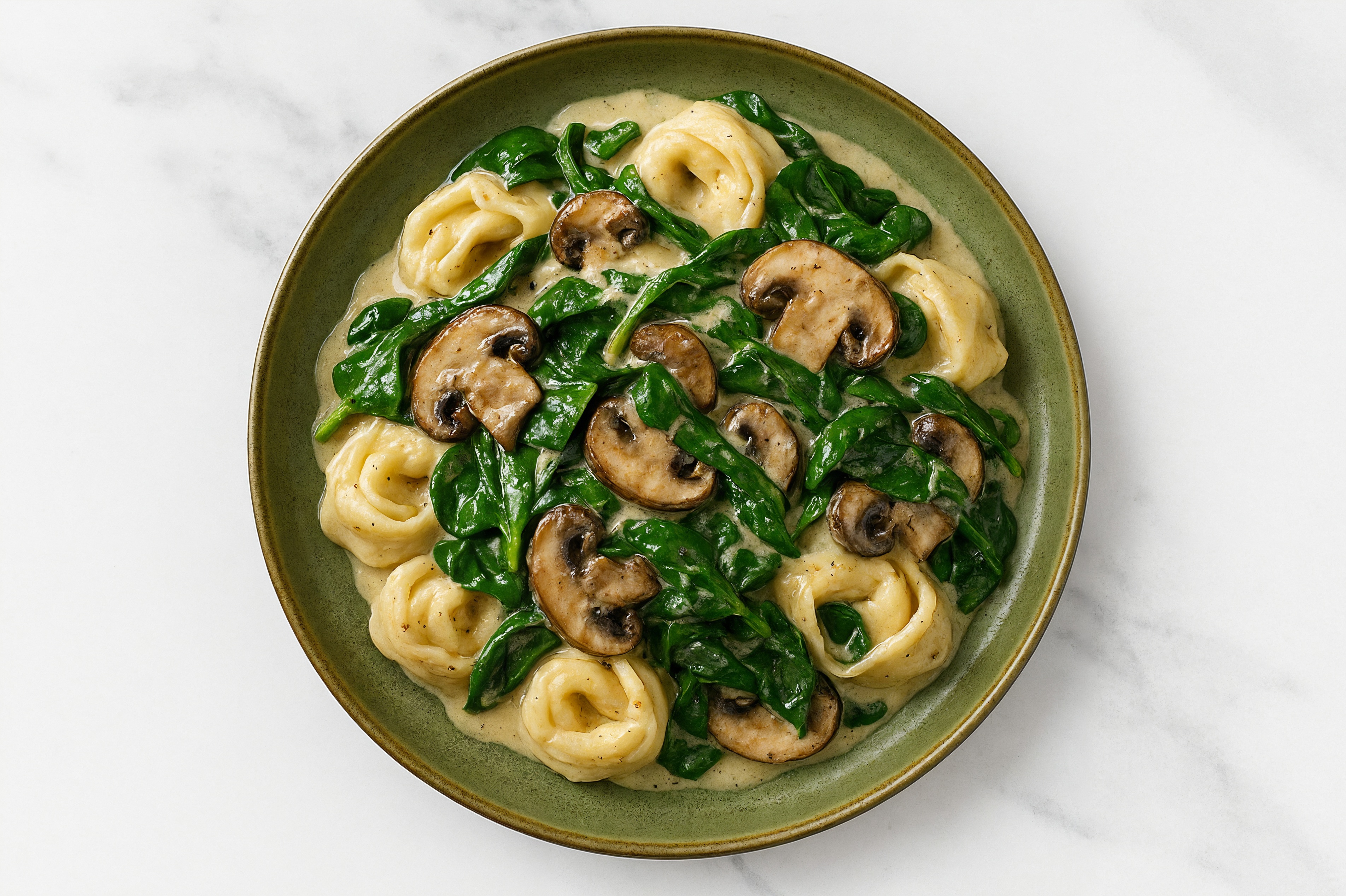  Creamy Spinach + Mushroom Tortelloni
