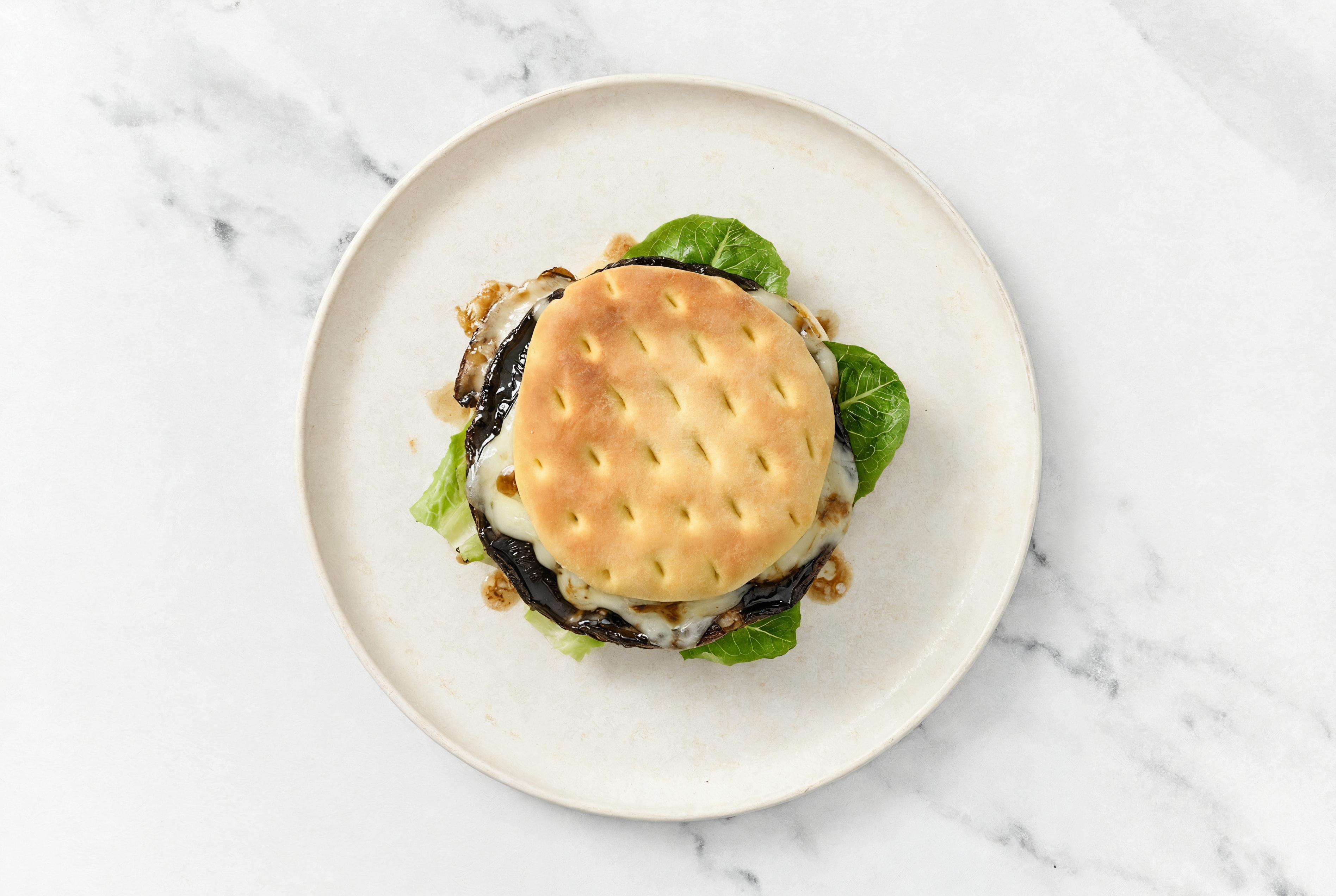 Marinated Mozzarella Mushroom Burger