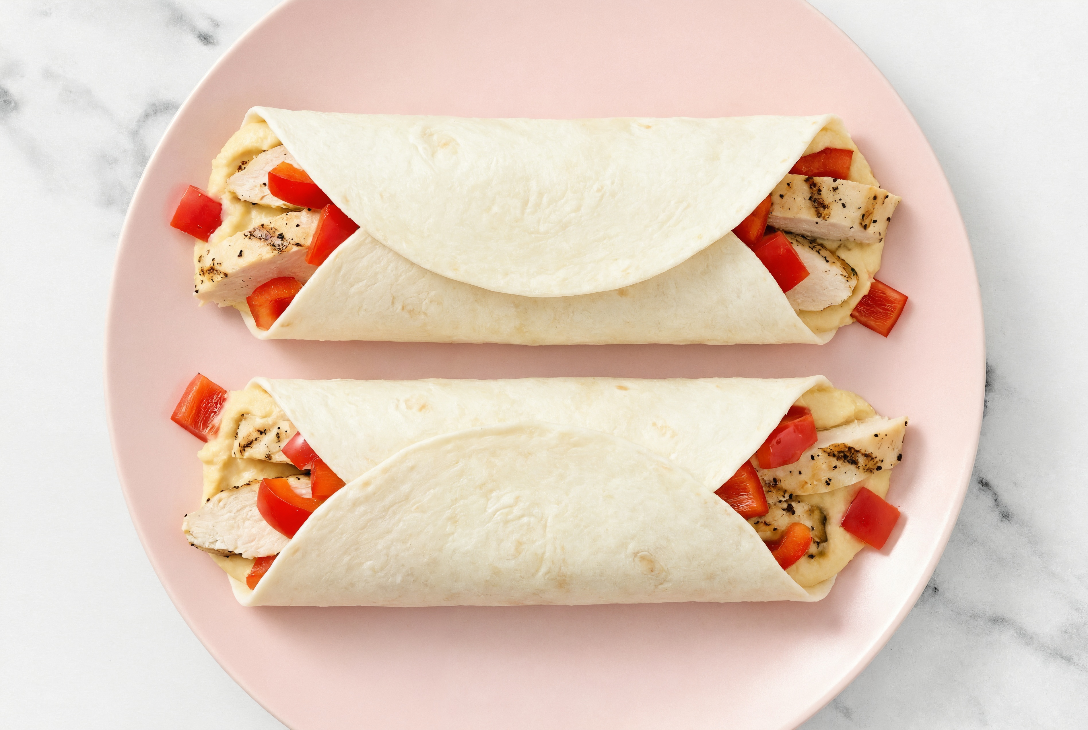 Herby Lemony Seasoned Grilled Chicken Breast Lemon Garlic Hummus Protein Wrap