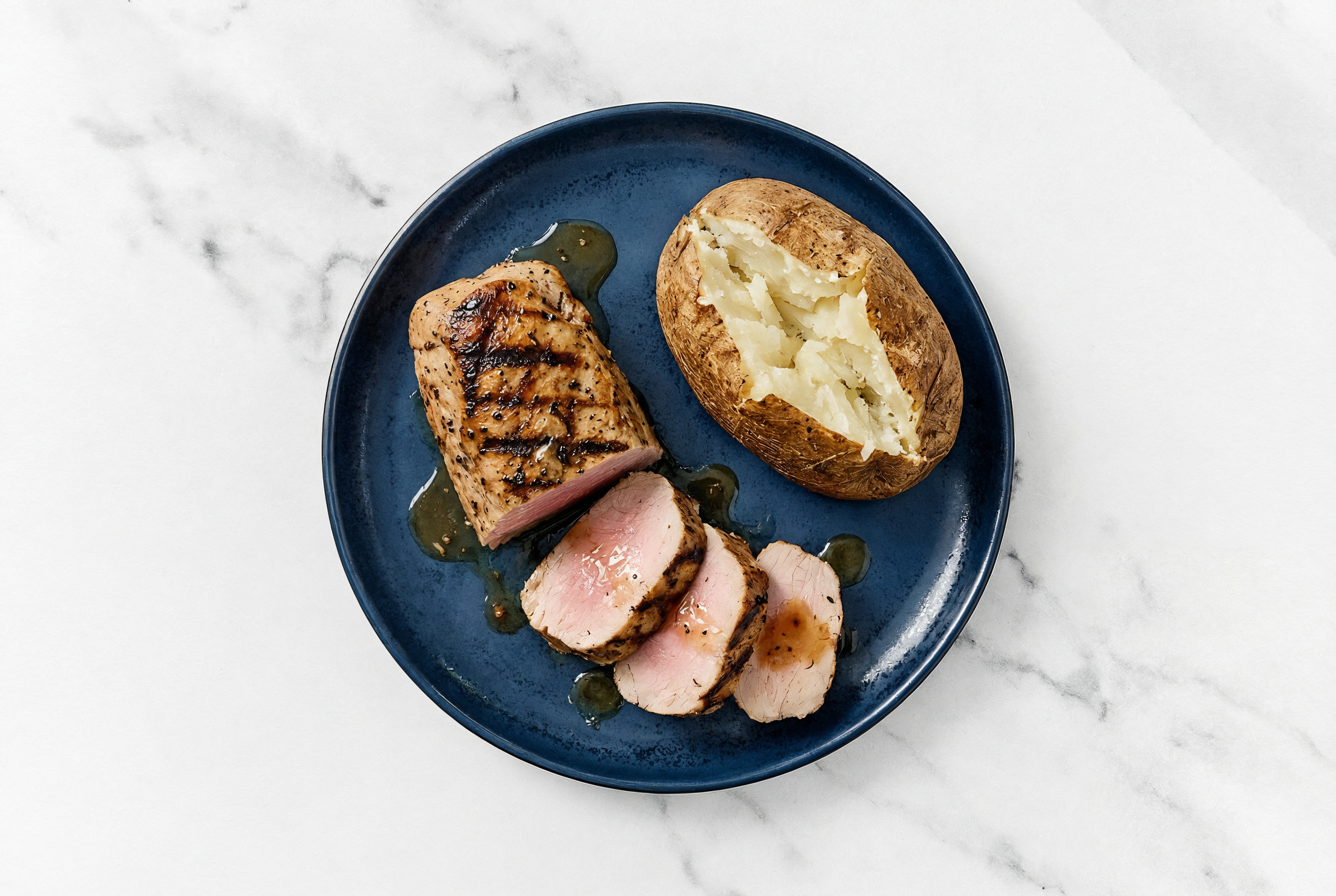 Grilled Pork Tenderloin + Baked Microwave-Ready Russet Potato