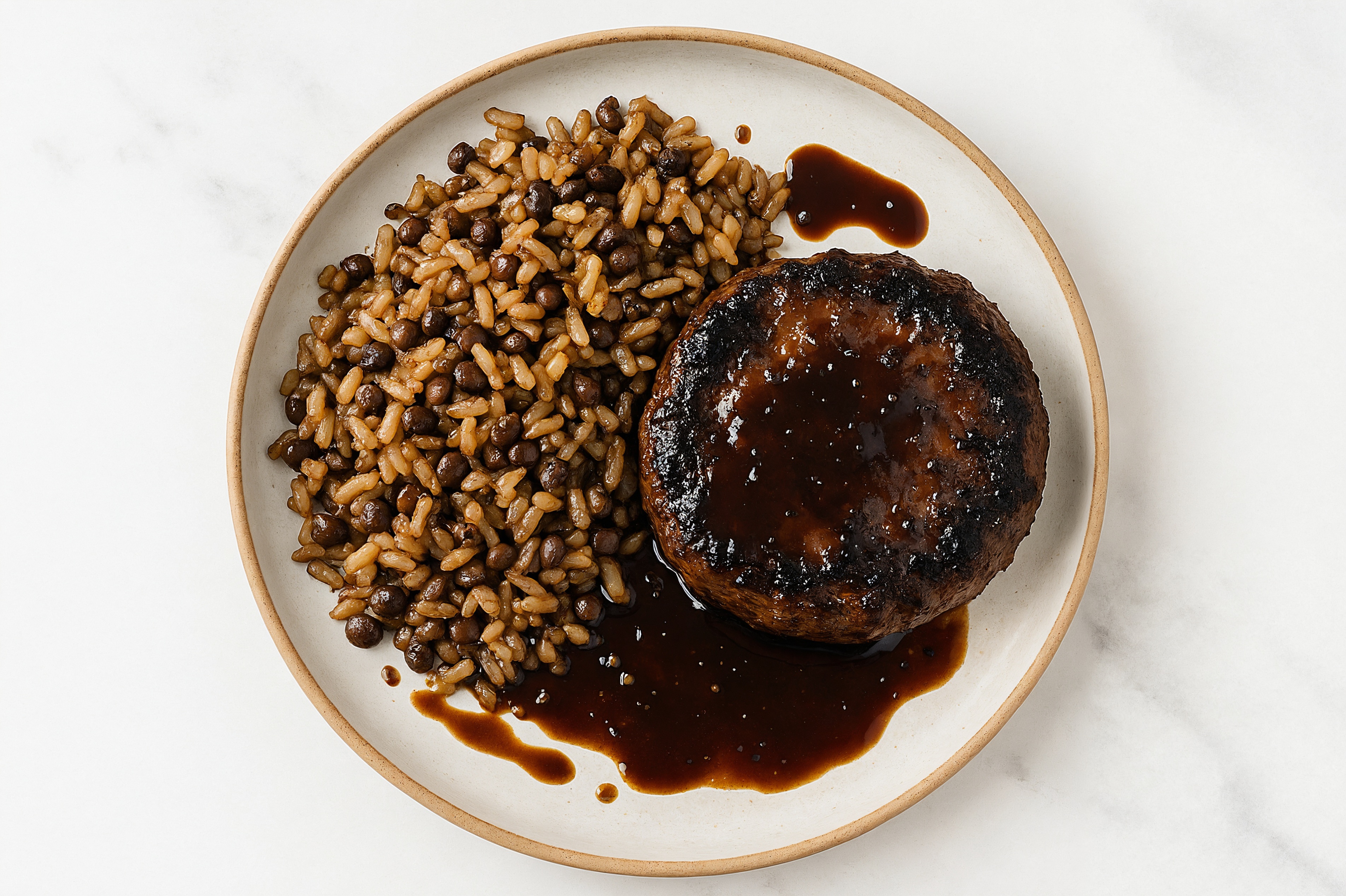 Teriyaki Brisket Burgers with Lentil Rice