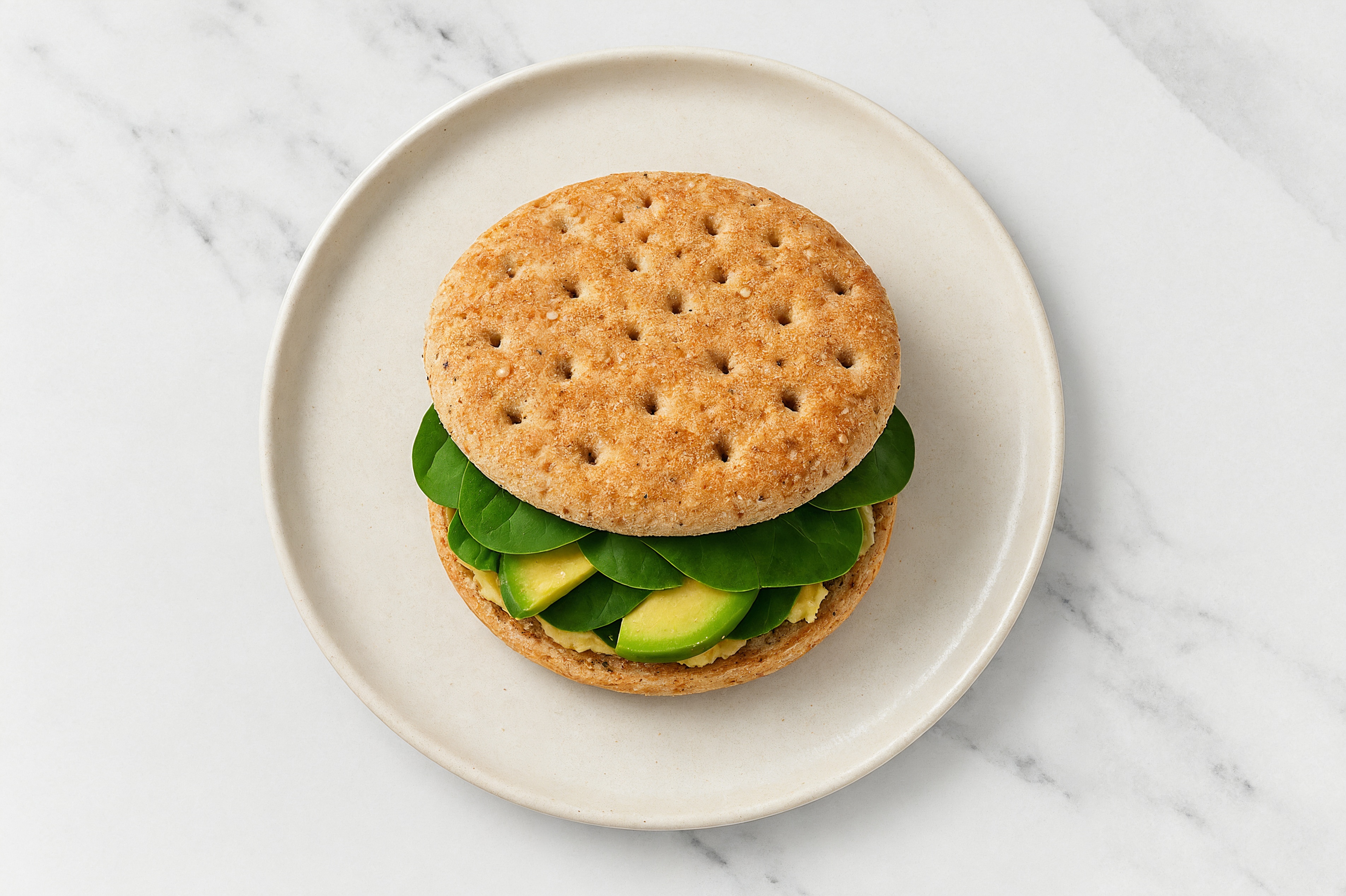 Lemony Olive Oil Sea Salt Hummus + Avo OneBun Multigrain Sandwich