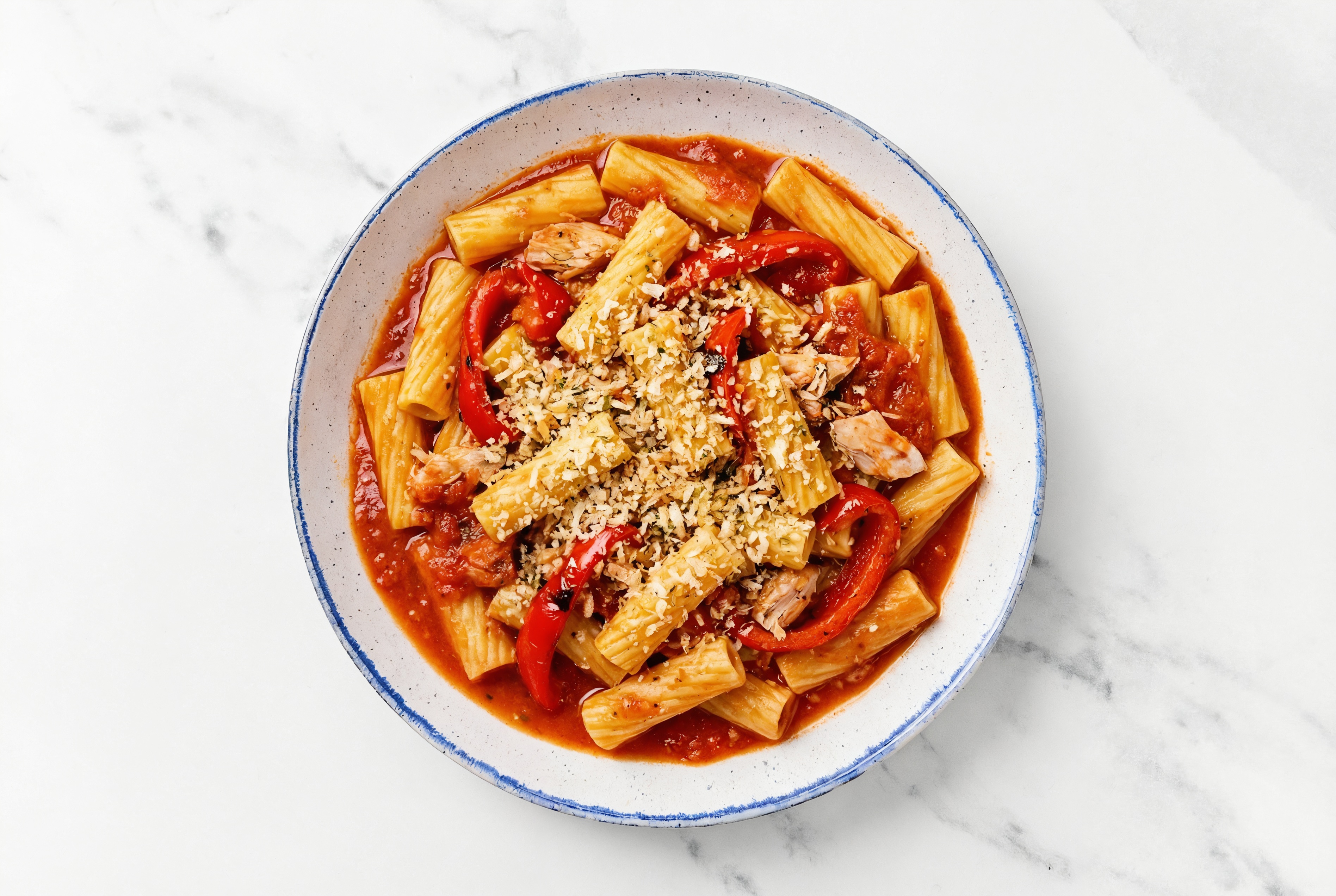 Classic Tuna Rigatoni with Roasted Peppers + Toasted Panko